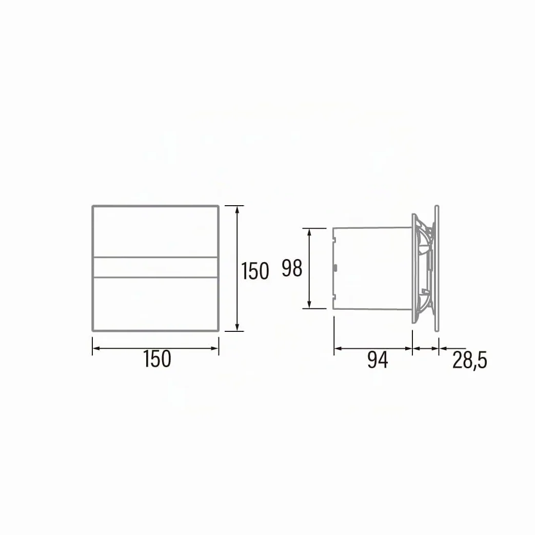 Cata Extractor baño E-100 G BK Extracción Perimetral Potencia 8W Timer 2600 r.p.m Color Cristal negro