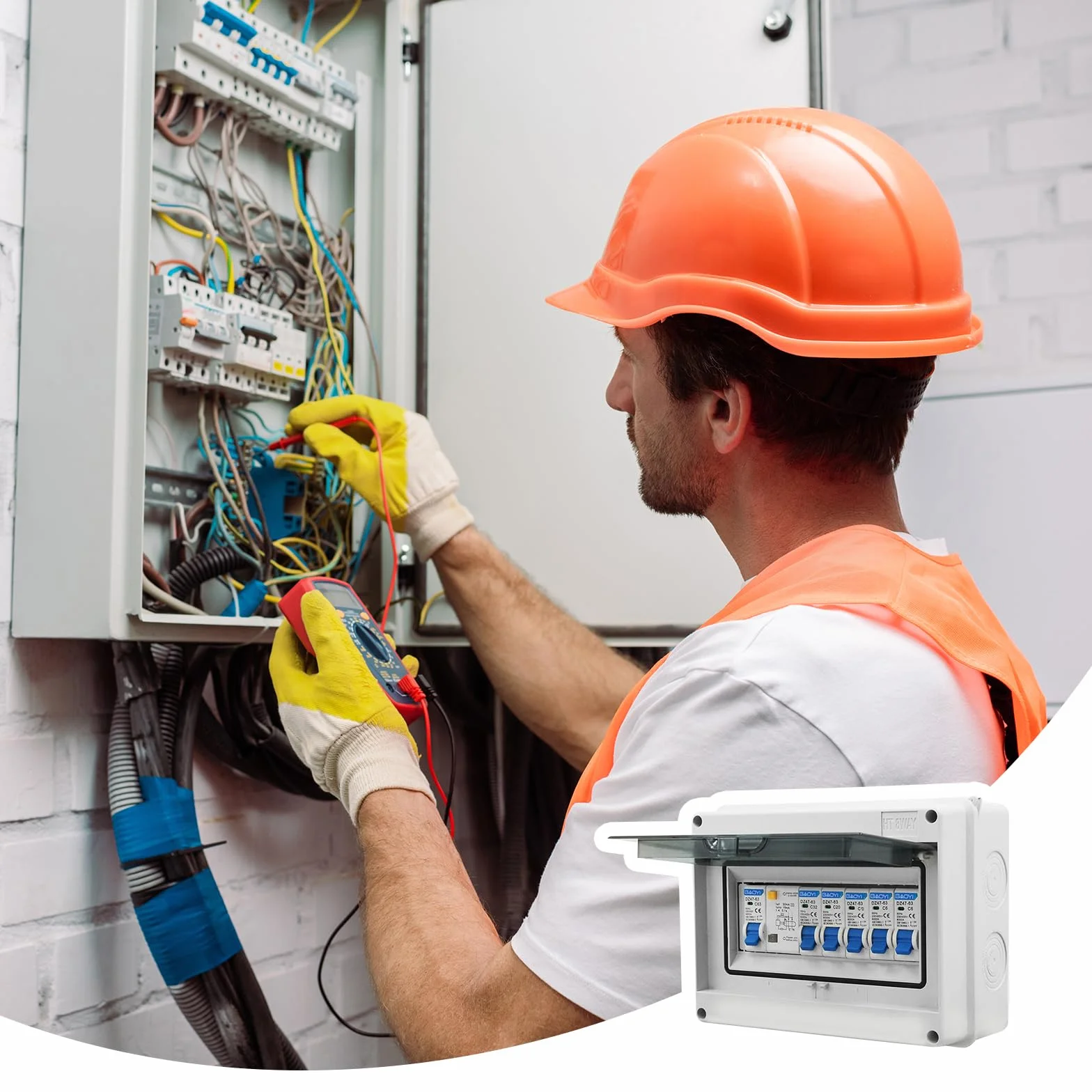 Caja de Distribución, Caja Eléctrica Impermeable IP65, Caja de Fusibles de Superficie Disyuntor de 63 A, Caja de Distribución Impermeable, Interruptor de Aire 2x6A+1x10A+1x20A+1x32A