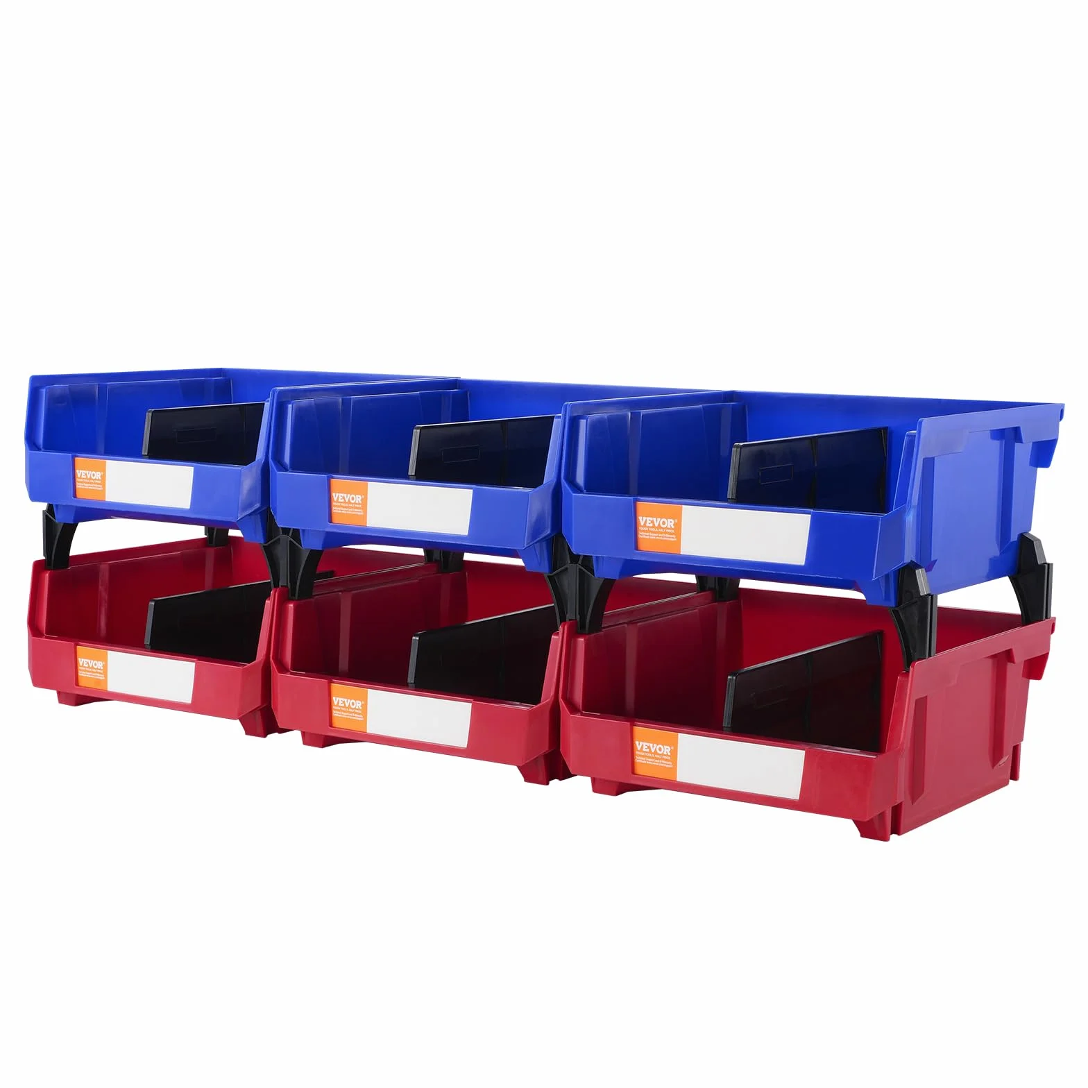 VEVOR Contenedor de Pernos 6 Cajas de Almacenamiento Apilables para Taller 276 x 279 x 128 mm Combinación Azul/Roja Contenedor de Herramientas para Armario, Cocina, Oficina, Despensa, Estante, Pared