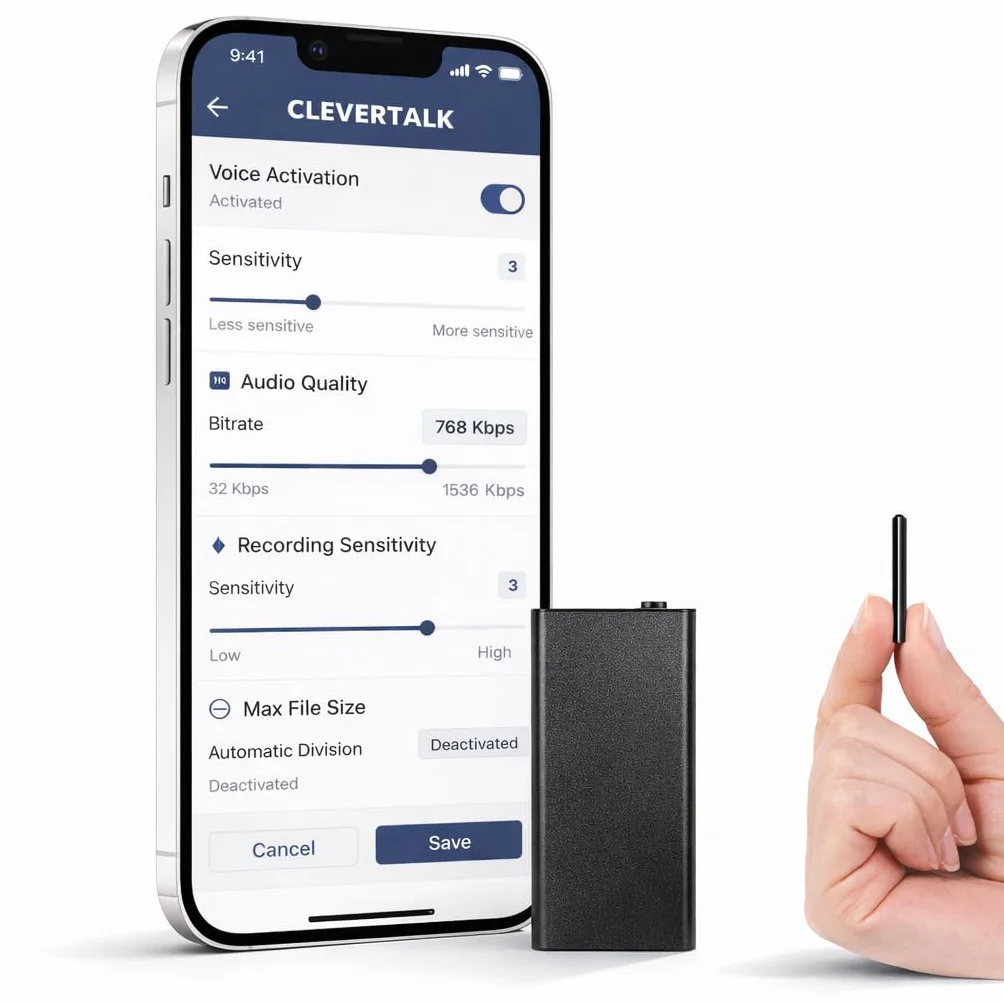 CleverTalk Q1 Grabadora de Voz con IA 64GB Audio HD USB-C