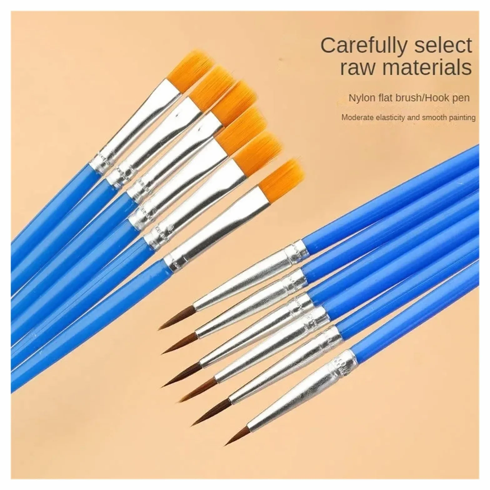 Brochas Pintura Juego de Pinceles Pintura Pelo Plano Redondo, Pincel con cerdas Nailon for Acuarela al óleo, Suministros Arte Escolar, 10/20/50 Uds(50 PCS Pointed Brush)