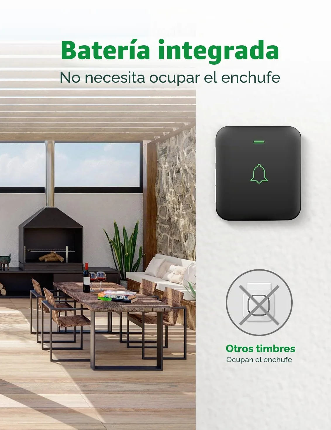 AVANTEK Waterpoof Timbre de puerta inalámbrico, funciona con pilas, funciona a 1000 pies, kit de timbre portátil con 52 melodías, 5 niveles de volumen y sonido de calidad de CD