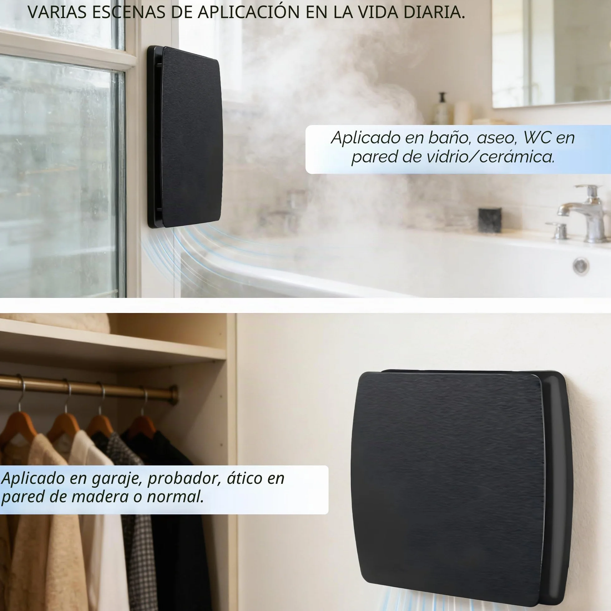 Extractor de Aire 100mm Silencioso 95 m³/h Baño con Válvula Antirretorno Aluminio Cepillado