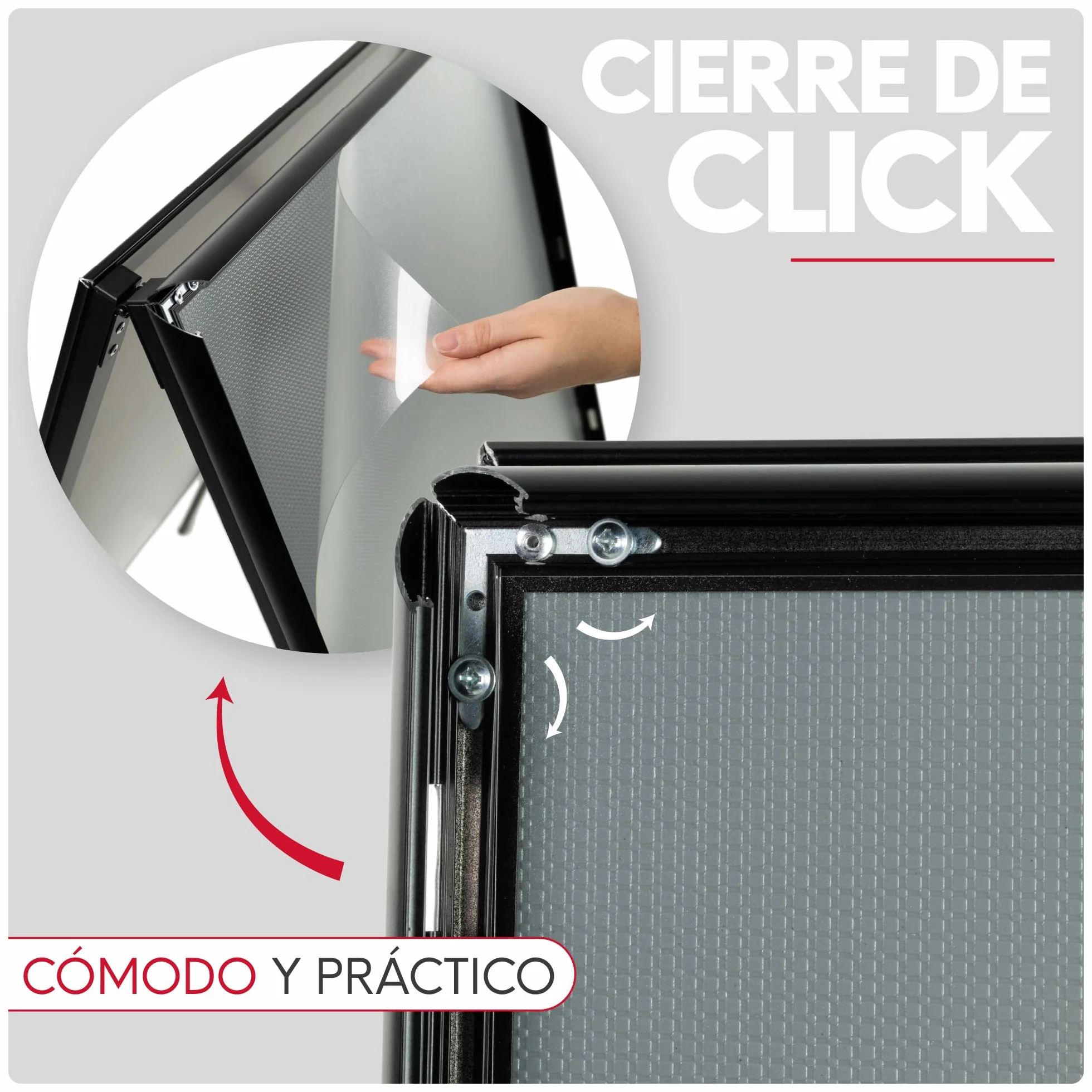 Caballete Publicitario de Aluminio Negro 500x700 mm | Expositor Doble Cara con Sistema Click y Protector Antideslumbrante | Soporte Portátil para Carteles y Anuncios