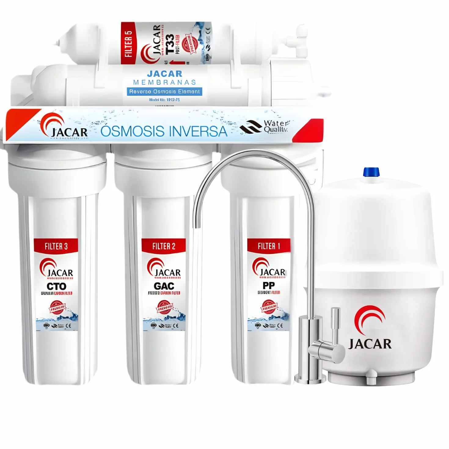 Equipo de Osmosis Inversa 5 Etapas Domestico con Membrana de 50 Gpd Incluye Filtros Osmosis Inversa 5 Etapas de Coconut Ecologico, Deposito Osmosis 5 Litros, Grifo de Osmosis Inversa y Bastidor ABS