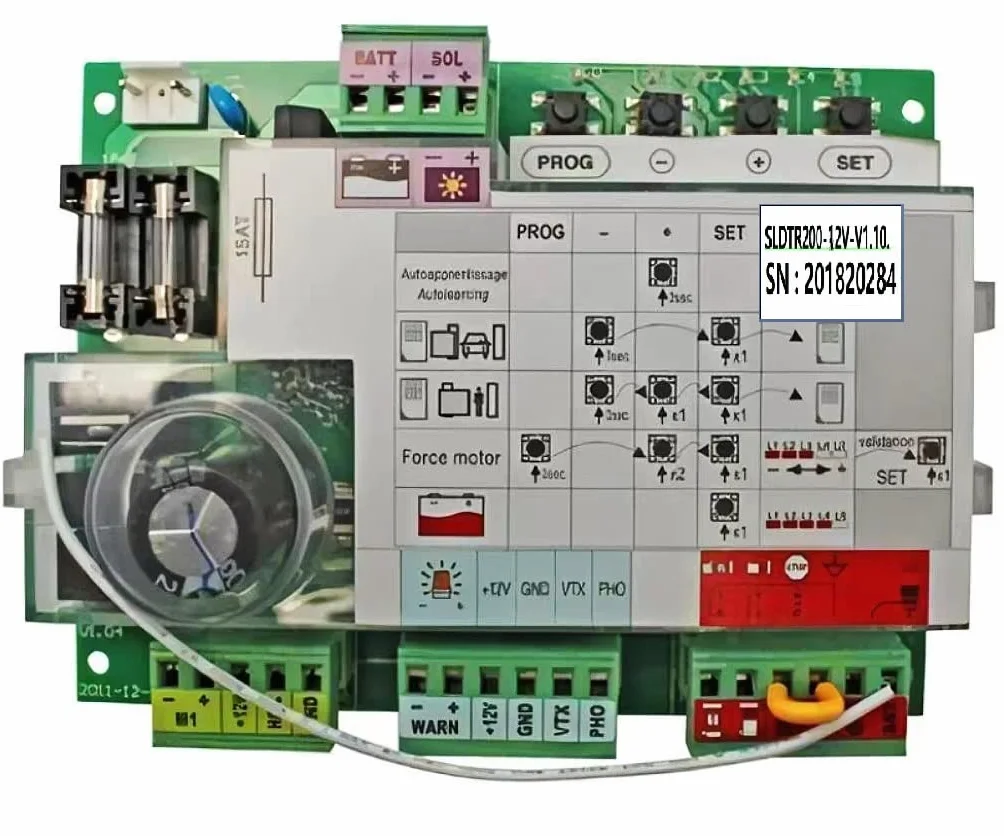 DC12V - Tarjeta electrónica CA2B9 SLDTR200 V1.10 para AVIDSEN Motorización, puerta corrediza, ref. 114458/664102/654403/111449/664105