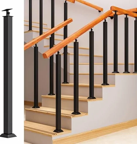 Ejes de barandilla de metal ajustables, balaustres cuadrados modernos de 270° para interiores y exteriores, terraza, porche, hormigón y escalones de madera