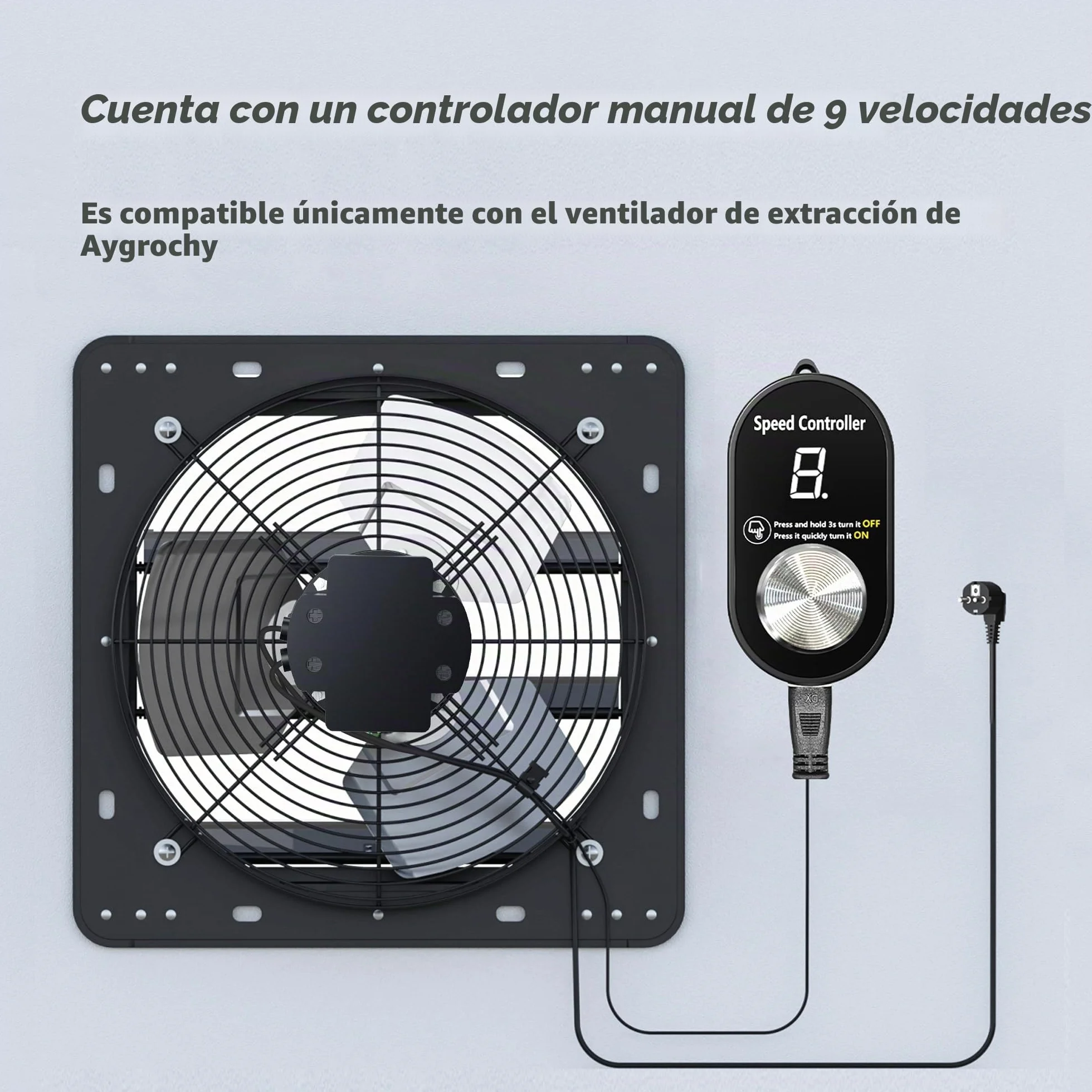 Aygrochy Extractor de Aire Industrial 300 mm, Ventilador de Pared de Aluminio con Velocidad Ajustable, 1630 m³/h, Enchufe UE, Ideal para Ventilación y Circulación en Garaje, Sótano, Cocina y Almacén