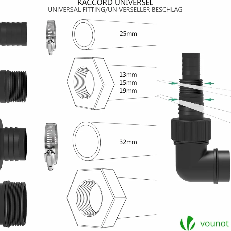 VOUNOT Bomba Sumergible 3 en 1 13500l/h Aguas Limpias Residuales Baja Succión 7m Inmersión