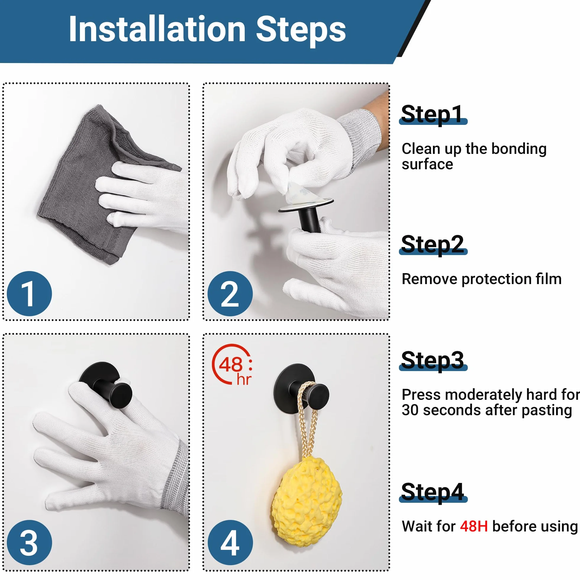 SAYAYO Ganchos Adhesivos para Pared, SUS304 Acero Inoxidable Ganchos para Colgar, Blanco Colgador Toalla Baño, Gancho Pared 2 Piezas para Baño, Dormitorio y Cocina