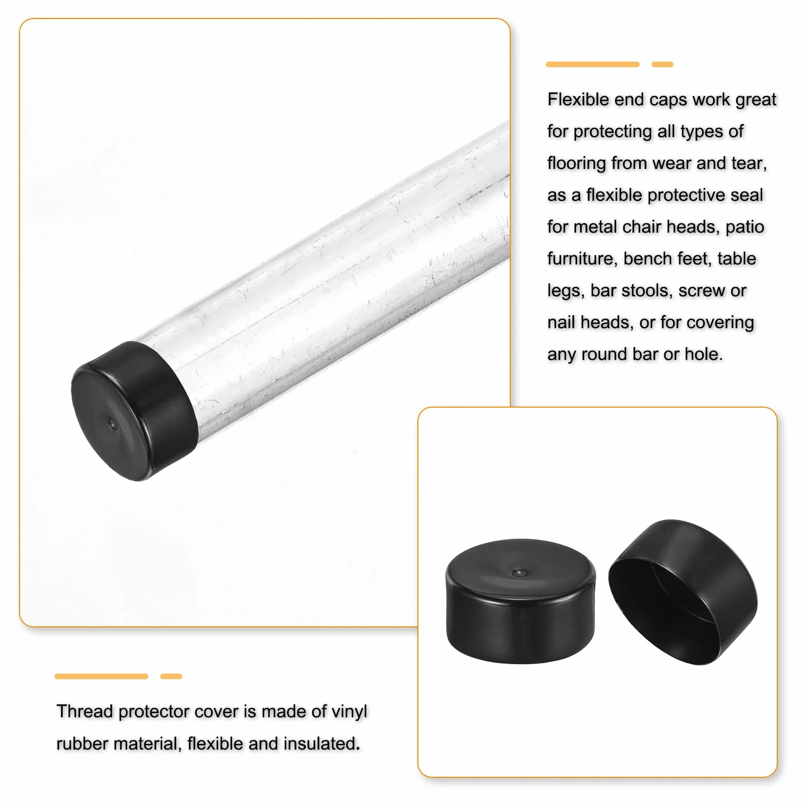 QUARKZMAN 120mm Tapones de Extremo de Goma para Postes, Cubierta de Agujero Redondo Protector Negro