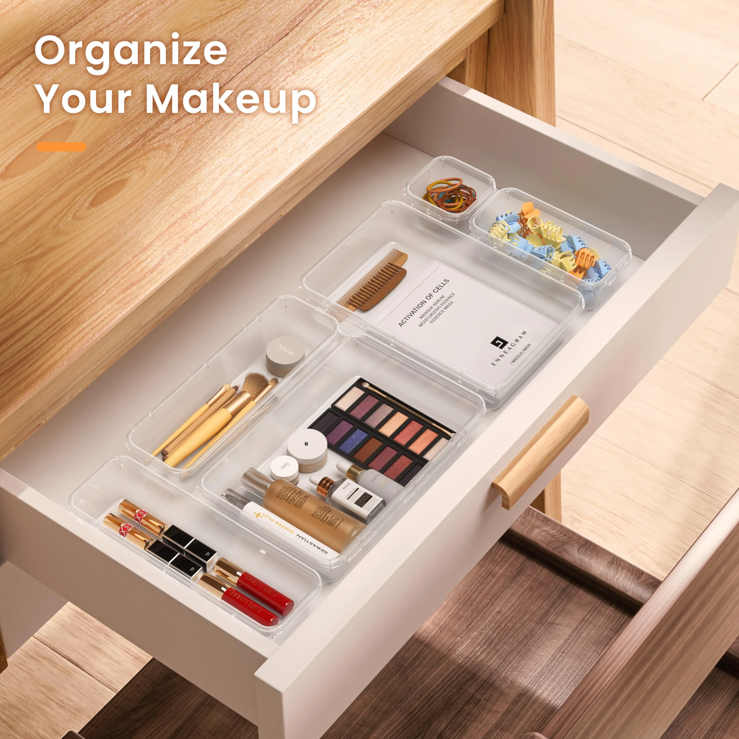 A-LuGei 15pcs Organizador Cajones, Almacenamiento para Maquillaje y Baño