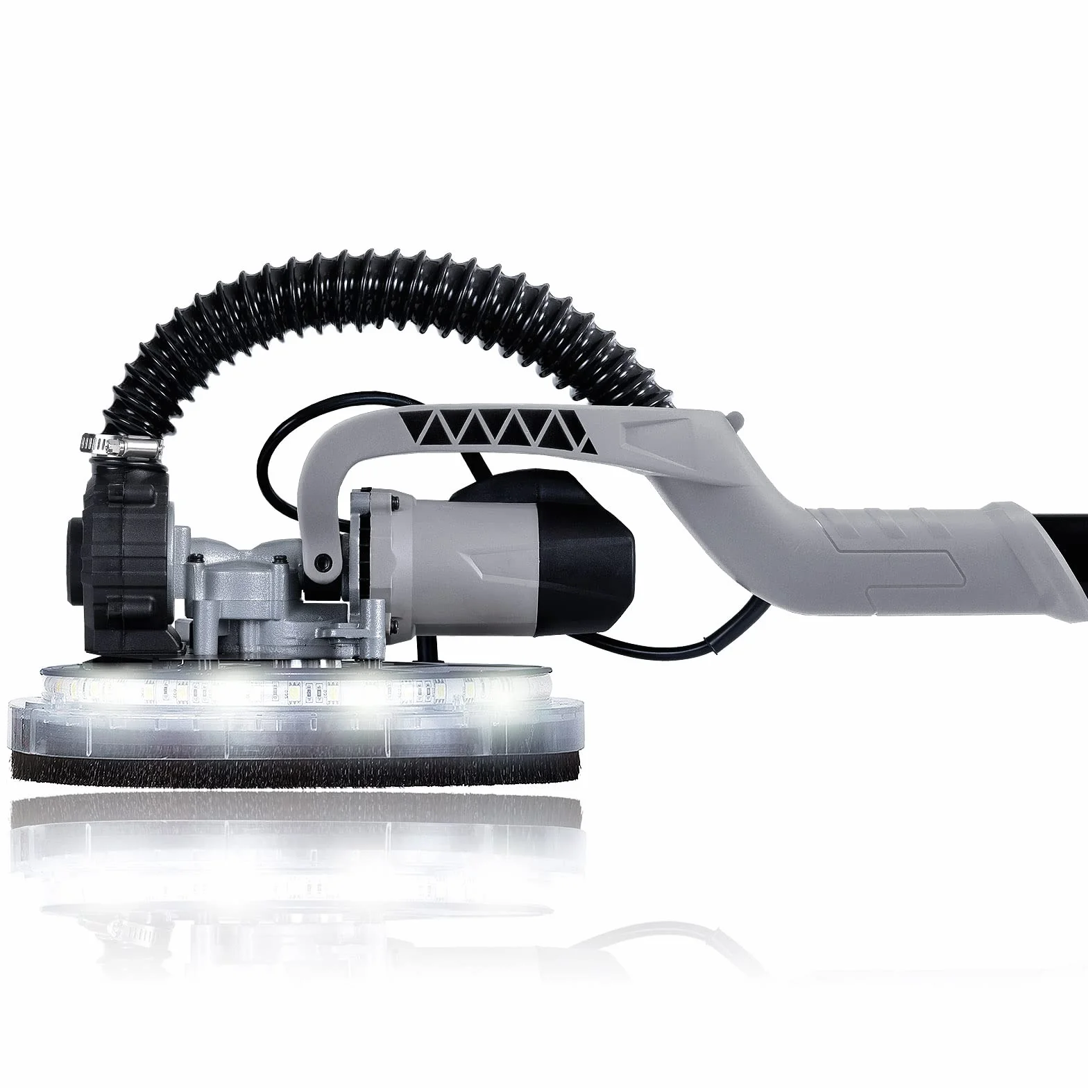 Werku WK403070, Lijadora Circular Paredes-Techos Auto-Aspirante, Calidad Profesional, Potencia 750 W, Disco 225 mm, Sistema Luz LED Visión, Incluye Disco Lijado y Manguera Aspiración