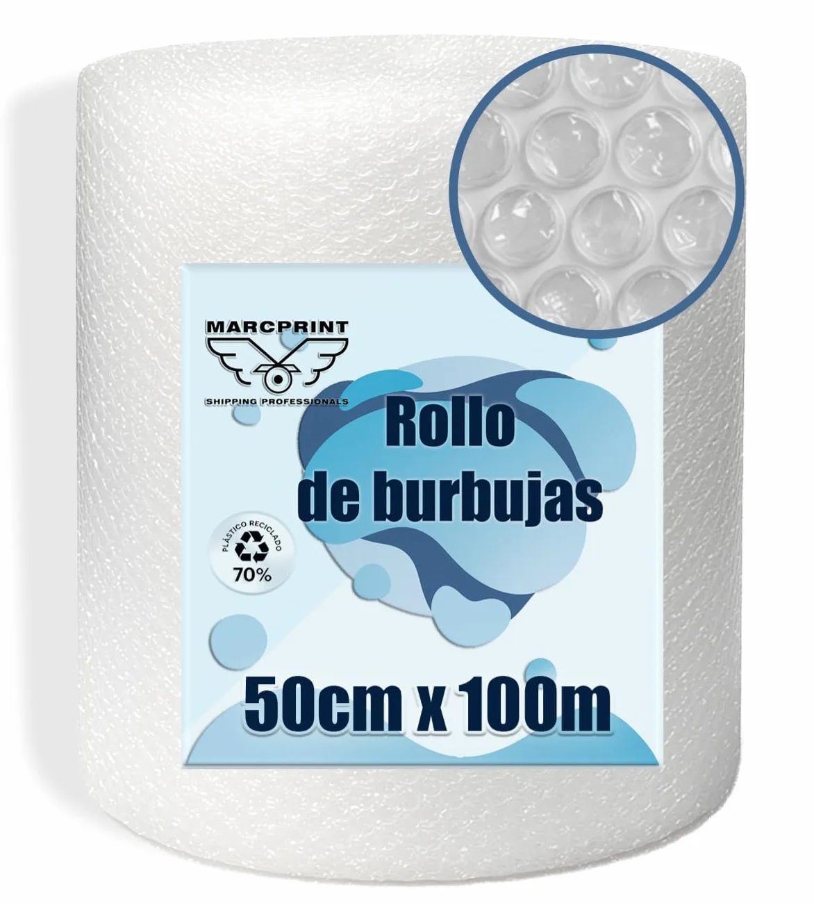 Papel Burbujas Embalaje 50 cm x 100 m Transparente para Mudanza Envíos