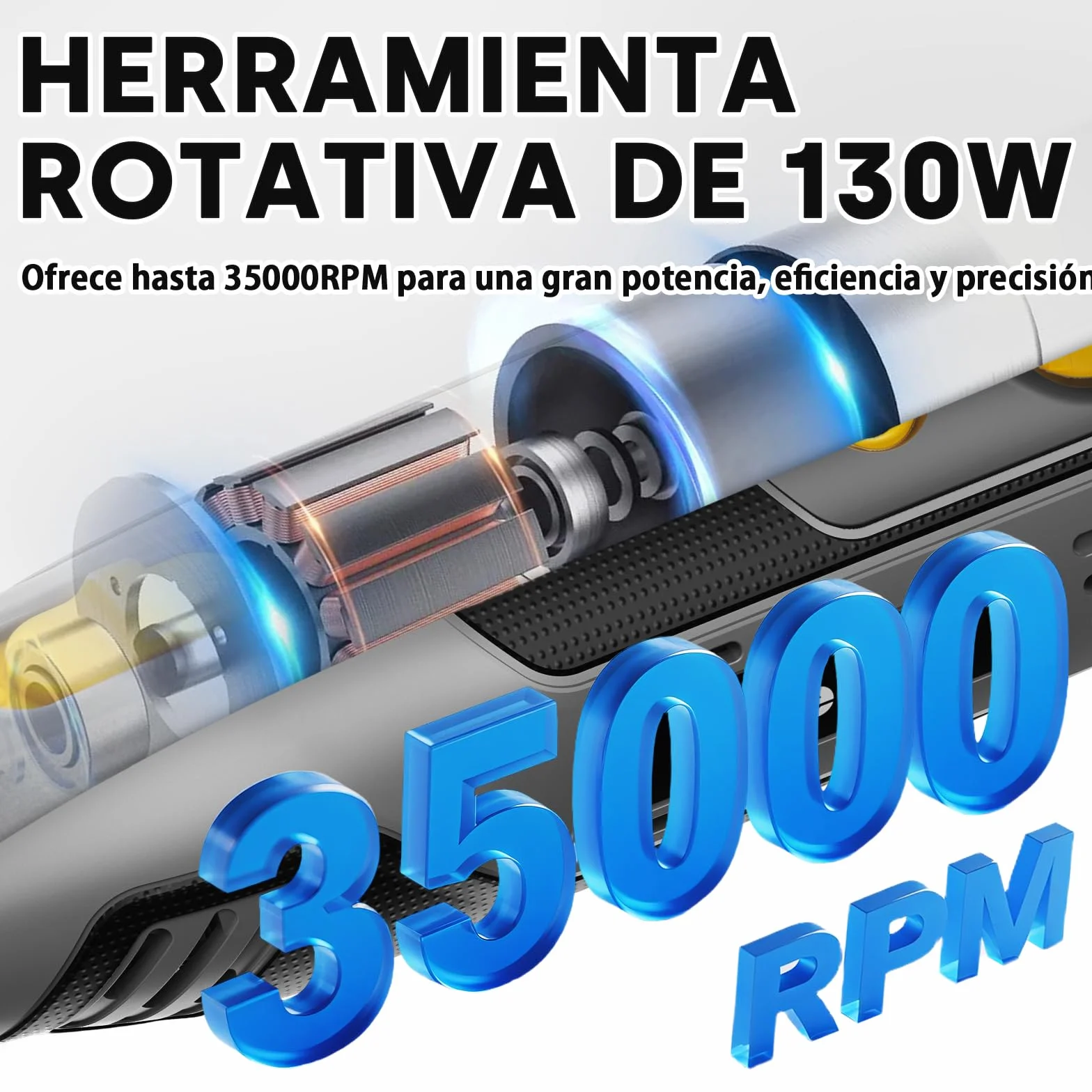 Enventor Mini Amoladora Eléctrica 130W con 206 Accesorios, Mini Herramienta Rotativa Multifunción con 6 Velocidades Ajustables, 10000-35000RPM, para Grabar, Aamolar, Pulir, Taladrar
