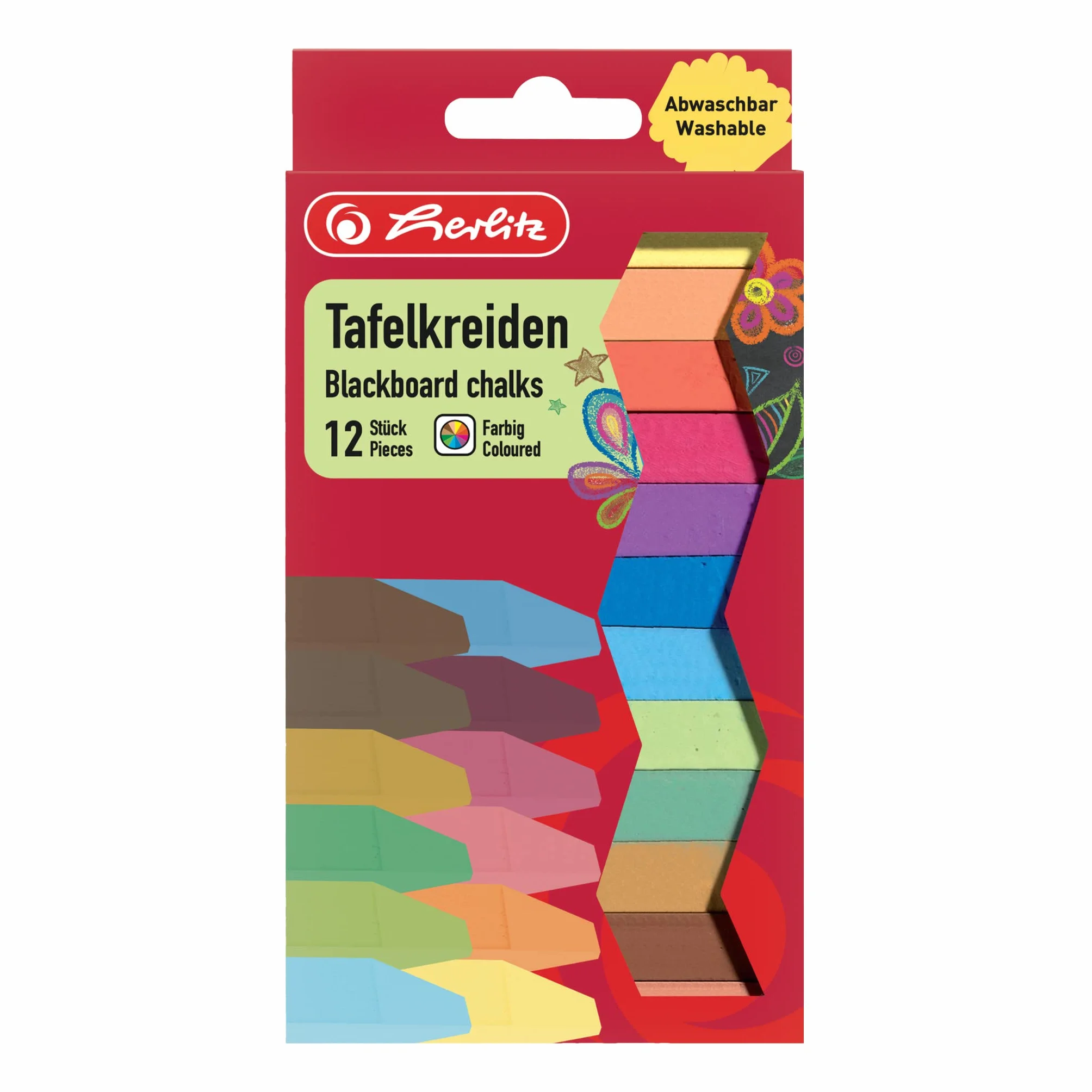 Herlitz Tizas de pizarra multicolor, 12 unidades