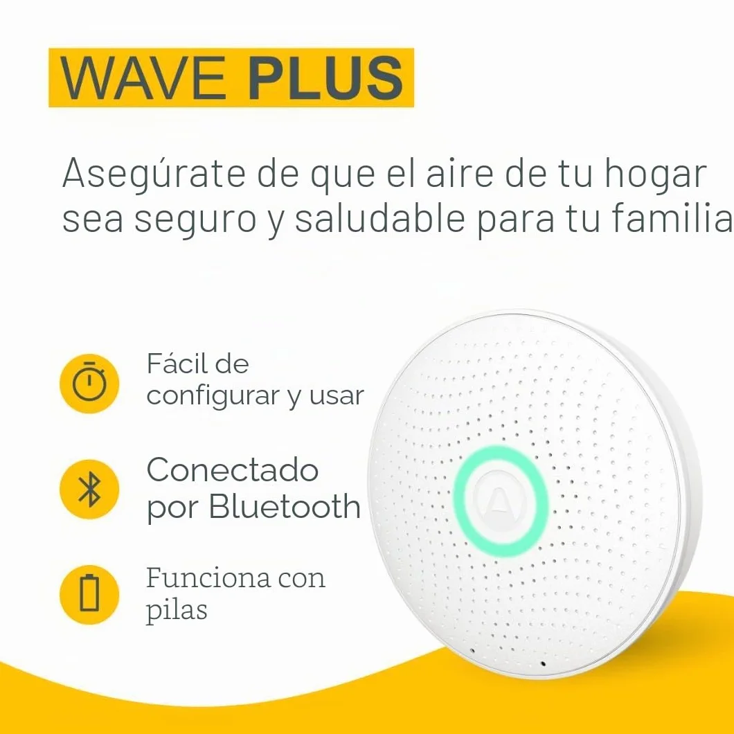 Airthings 2930 Wave Plus Monitor Radón Calidad Aire CO2 COV Presión Humedad Temperatura
