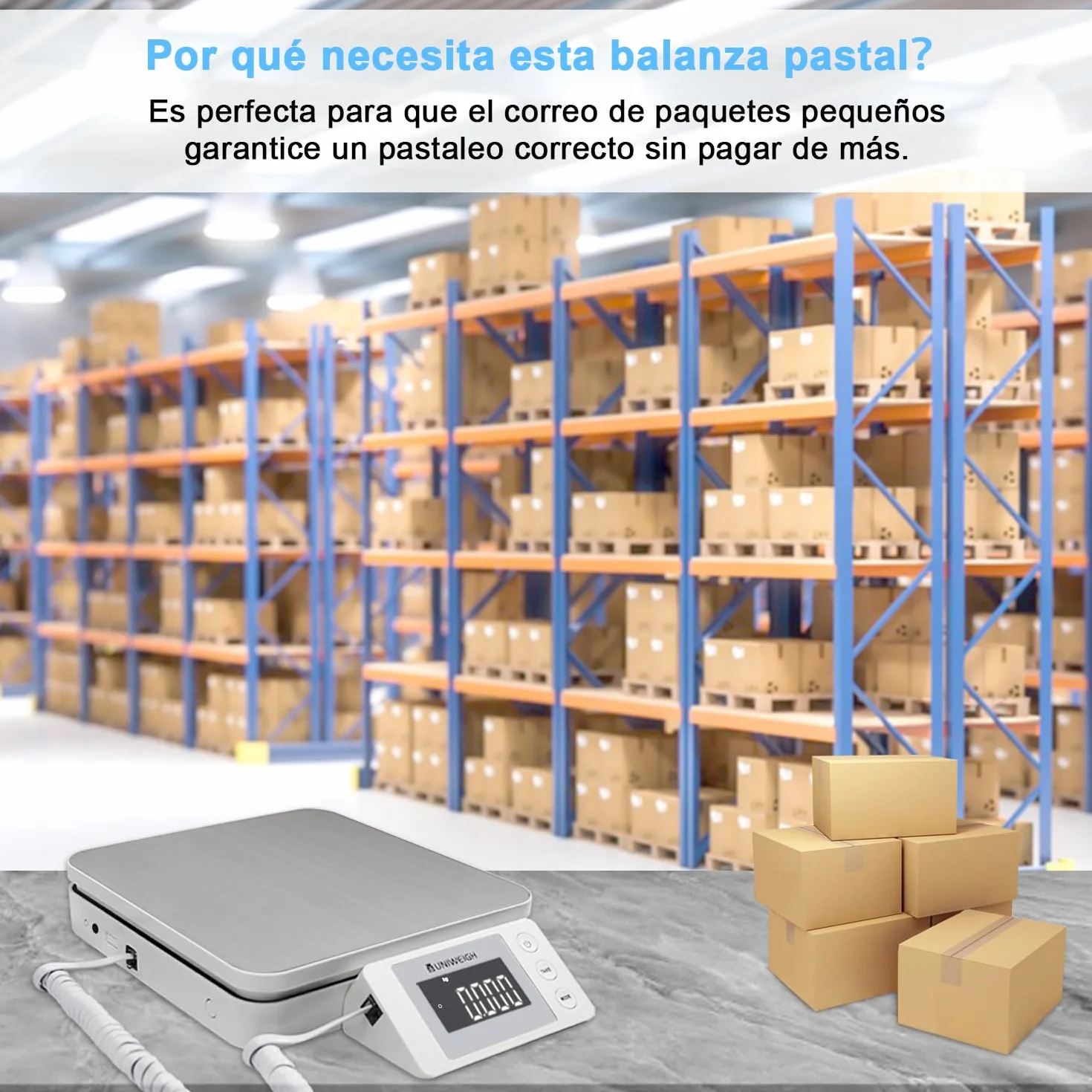 UNIWEIGH Báscula Postal Digital 88lb/0.1oz con Tare y LCD, para Paquetes Pequeños