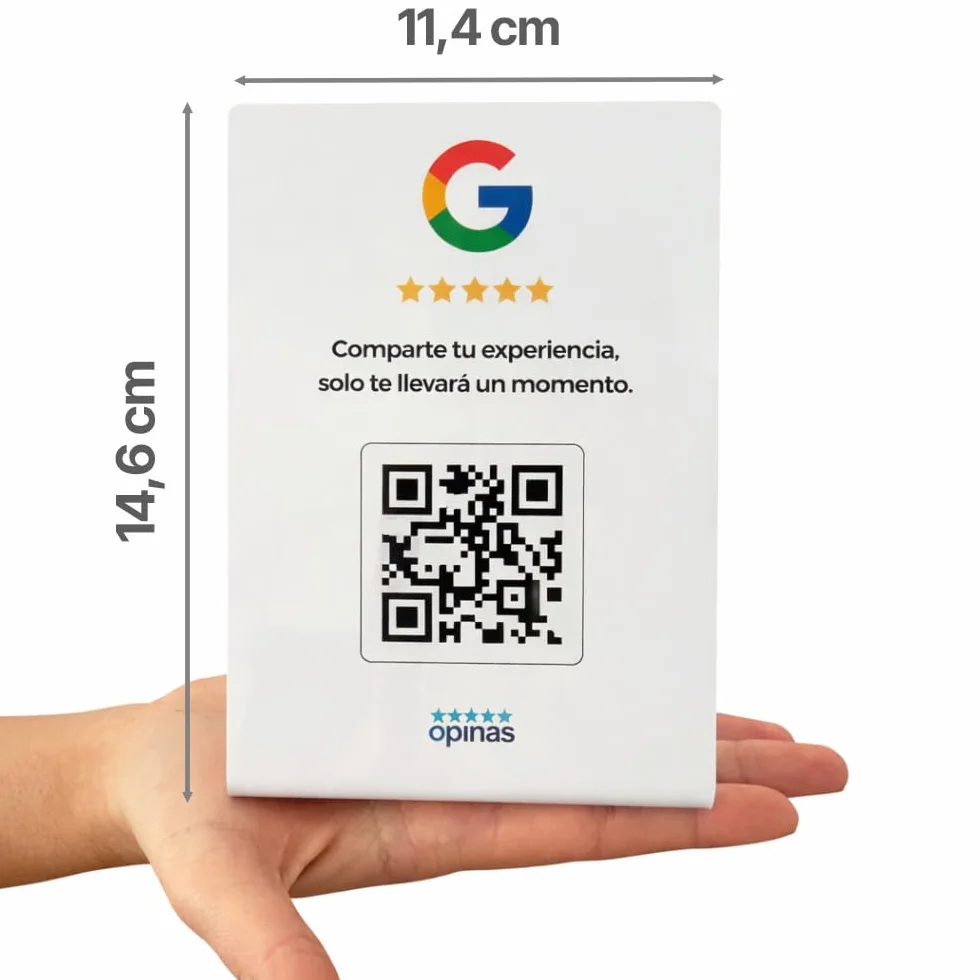 OPINAS Soporte QR Reseñas Google App IA Responder Reseñas Stand Cartel Opiniones