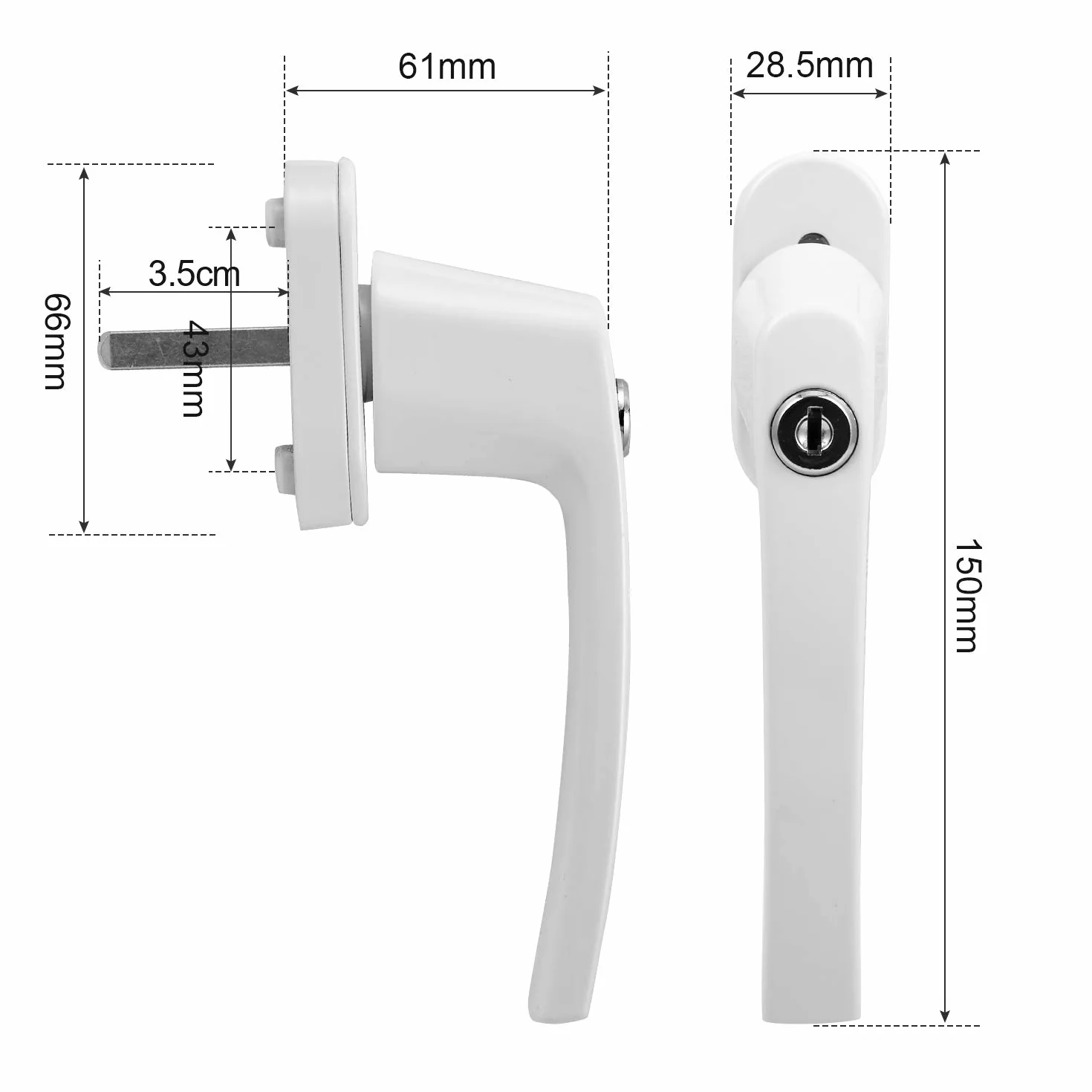 Sonnewelt 4 tiradores de seguridad para ventana con cerradura, aluminio, seguridad infantil con cerradura de 35 mm de longitud, cierre con llave, mango de ventana blanco