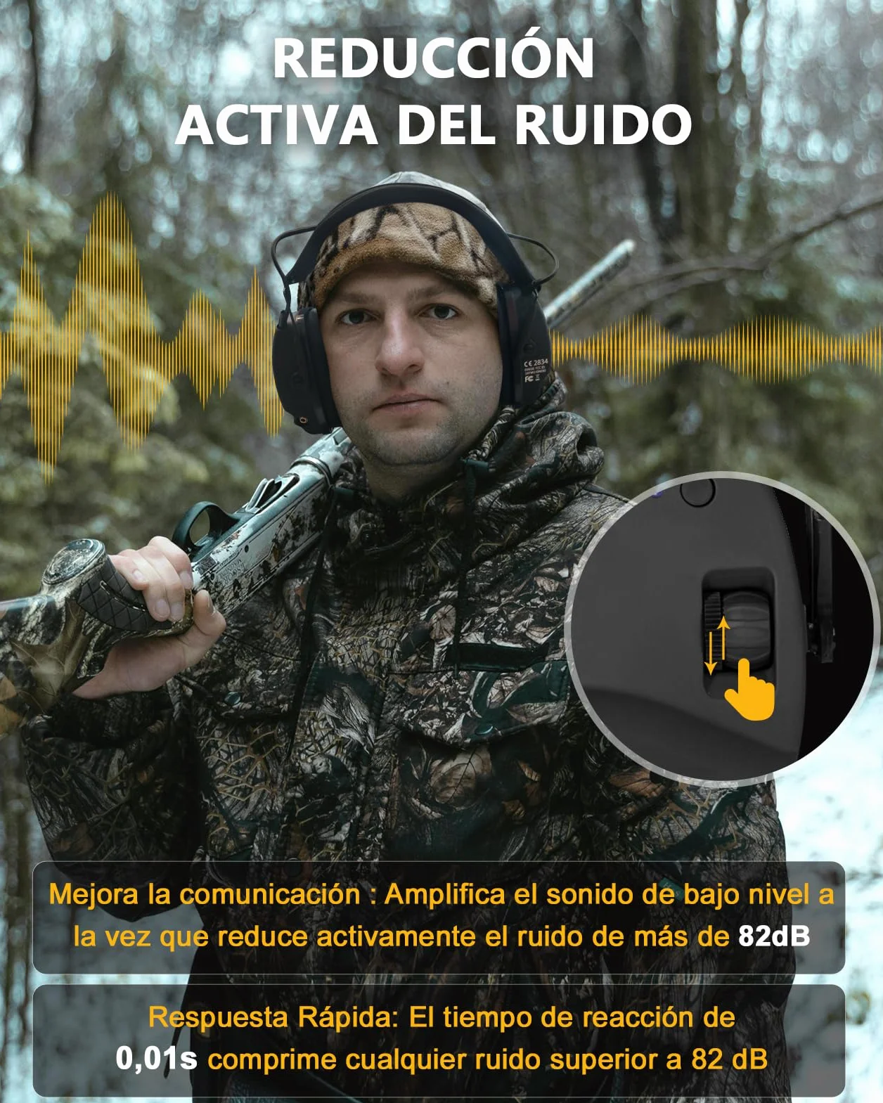 PROHEAR Cascos Antiruido Protector Auditivo Reducción Activa Ruido Amplificación Sonido SNR 27dB NRR 22dB Bluetooth