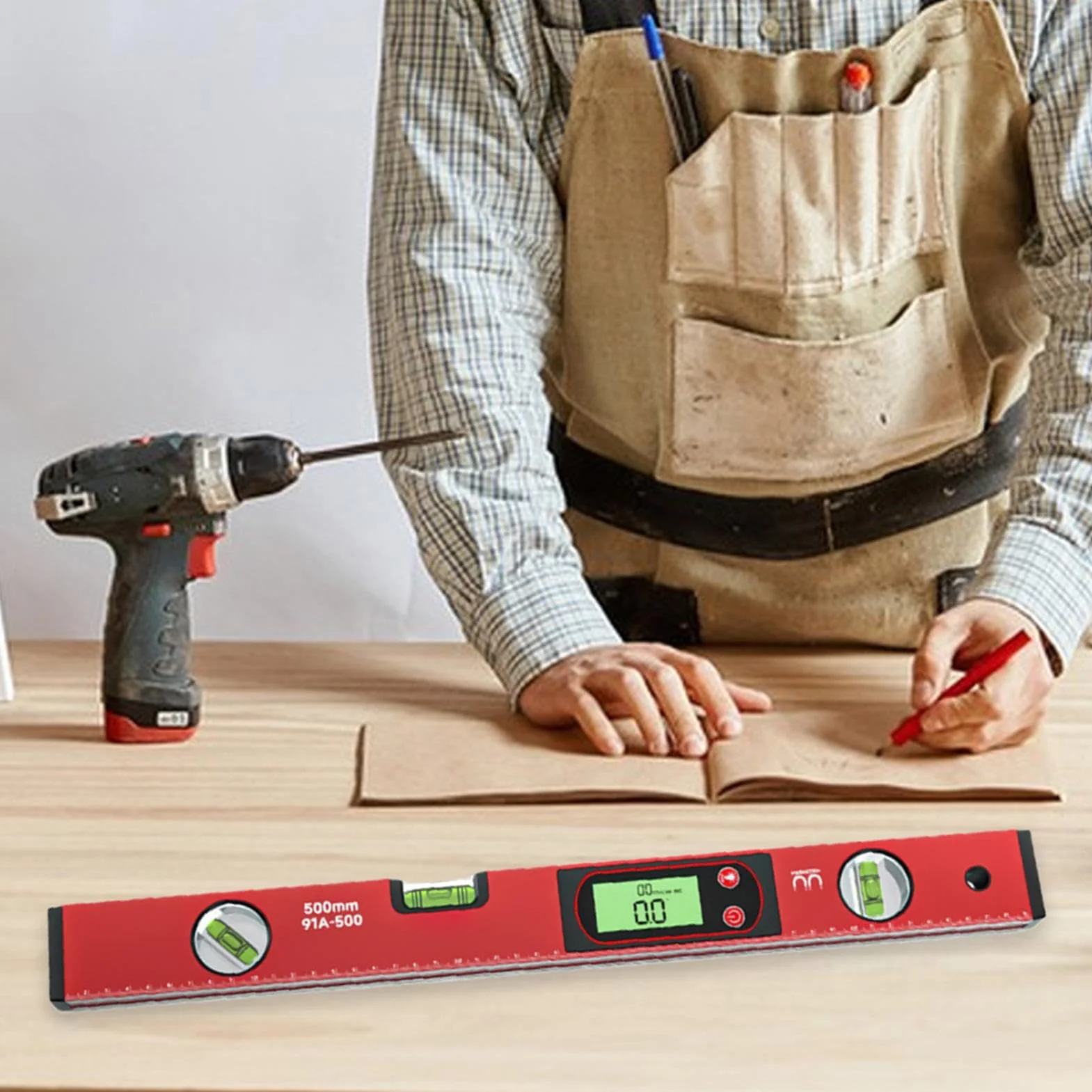 Nivelador de espíritu, regla niveladora de pantalla LED, nivelador de construcción de 3 burbujas, herramienta niveladora vertical ligera para renovaciones del hogar, trabajos de construcción
