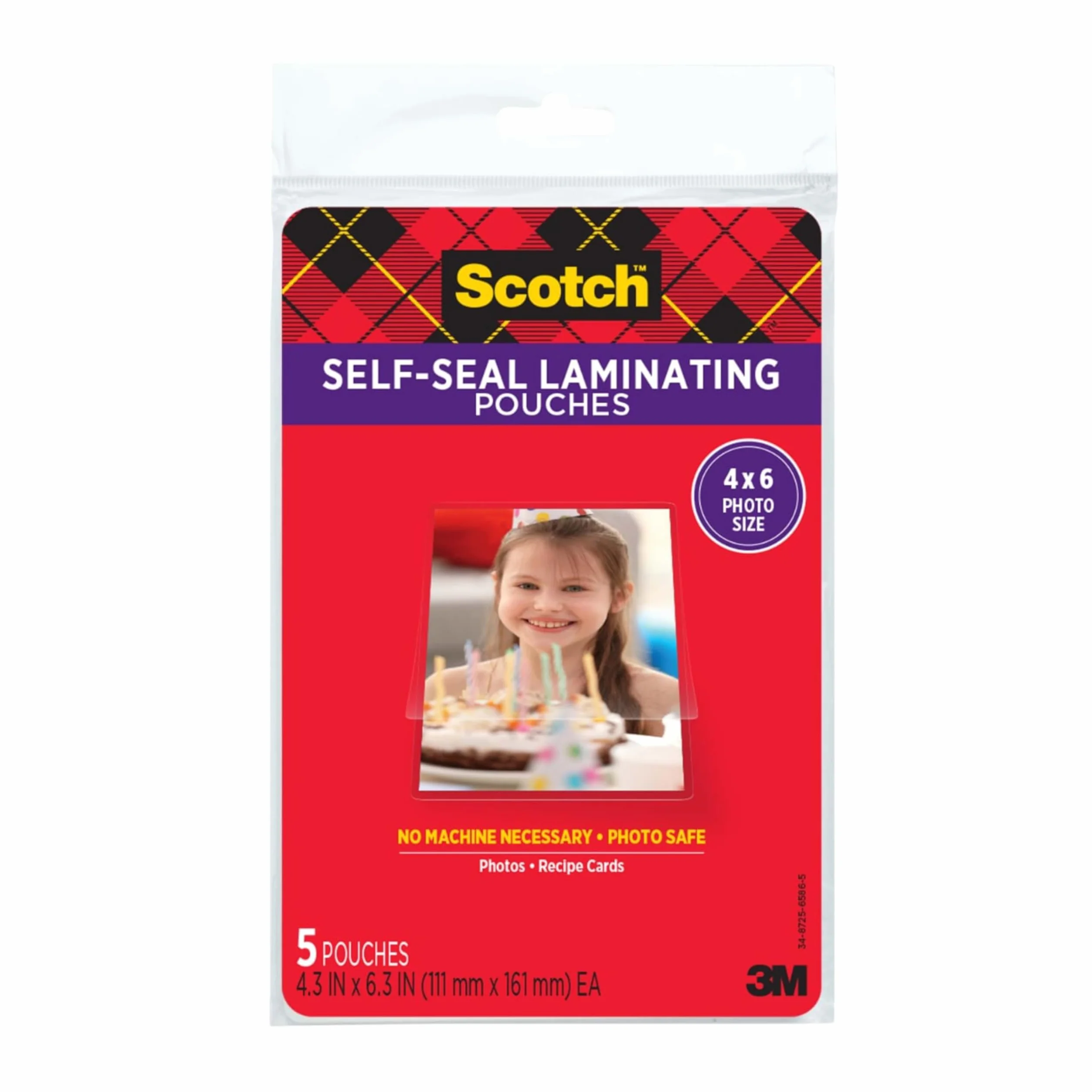 Scotch Bolsas de plastificado autosellantes acabado brillante 4x6 pulgadas PL900G
