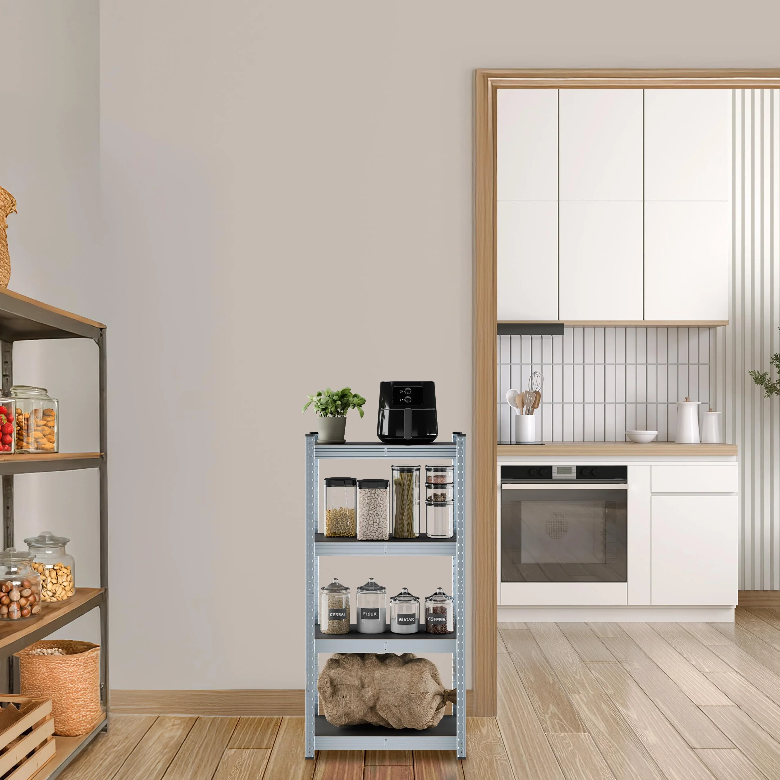 Relaxdays Estantería Almacenaje Metálica, 120x60x30 cm, para 700 kg, Acero Galvanizado, Taller, Garaje, Negro/Plateado