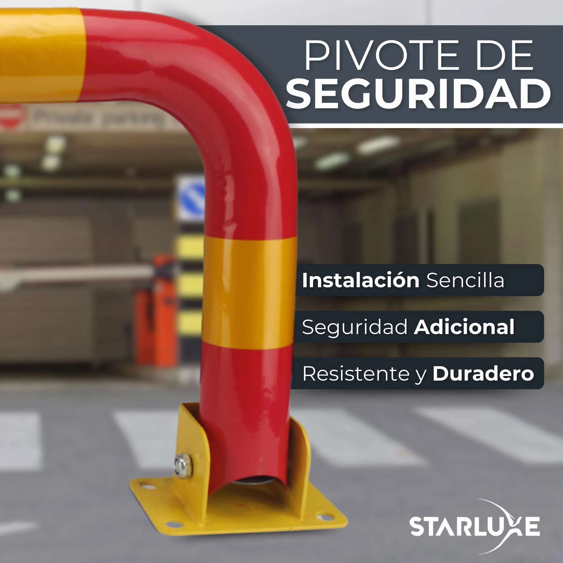 Cepos Parking - Barrera Parking con 2 Juegos de Llaves - Cepo Parking de Color Rojo y Amarillo - Cepo para Parking Interior y Exterior - Barrera Plaza Parking y Plaza Garaje
