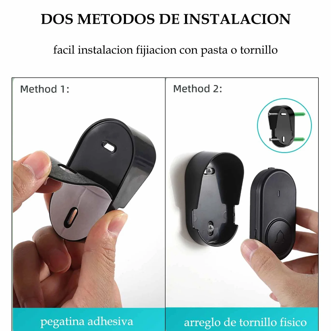 Timbre Inalámbrico Exterior Impermeable, Kit Timbre Puerta Ip66 Impermeable (Blanco)