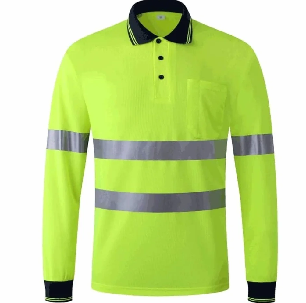 Chalecos Reflejantes Camiseta Con Cuello En V De Manga Larga Reflectante, Chaleco De Seguridad De Alta Visibilidad, For La Construcción De Edificios, Comida For Llevar, Ciclismo Chaleco Trabajo(S)