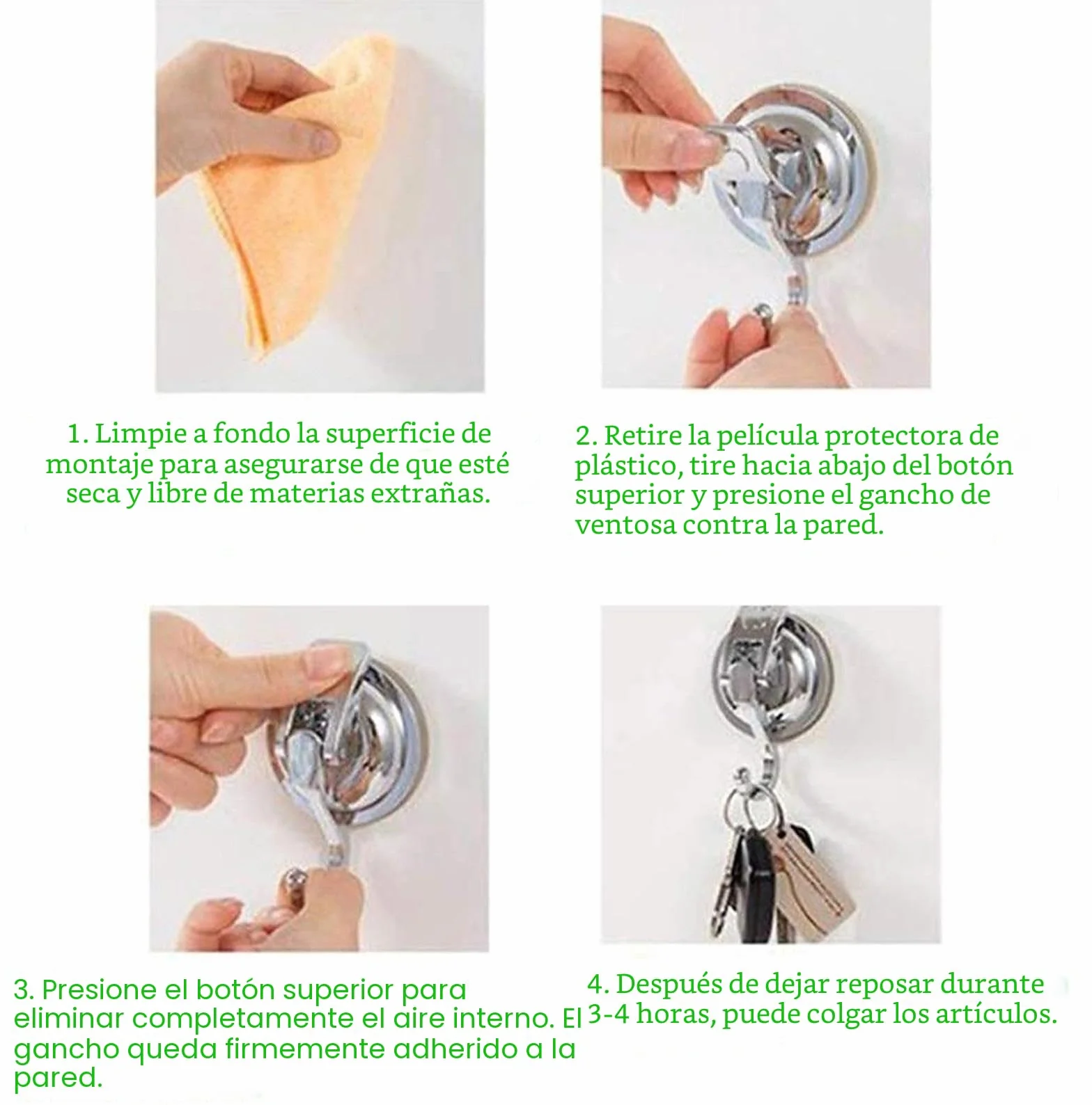 2 Piezas Ganchos Ventosa de Vacio Fuerte Sin Agujeros Ganchos de Succión Plástico Pared Ganchos Colgador Ventosas para Colgar Toallas Cocina Baño Ducha Puerta Ventana