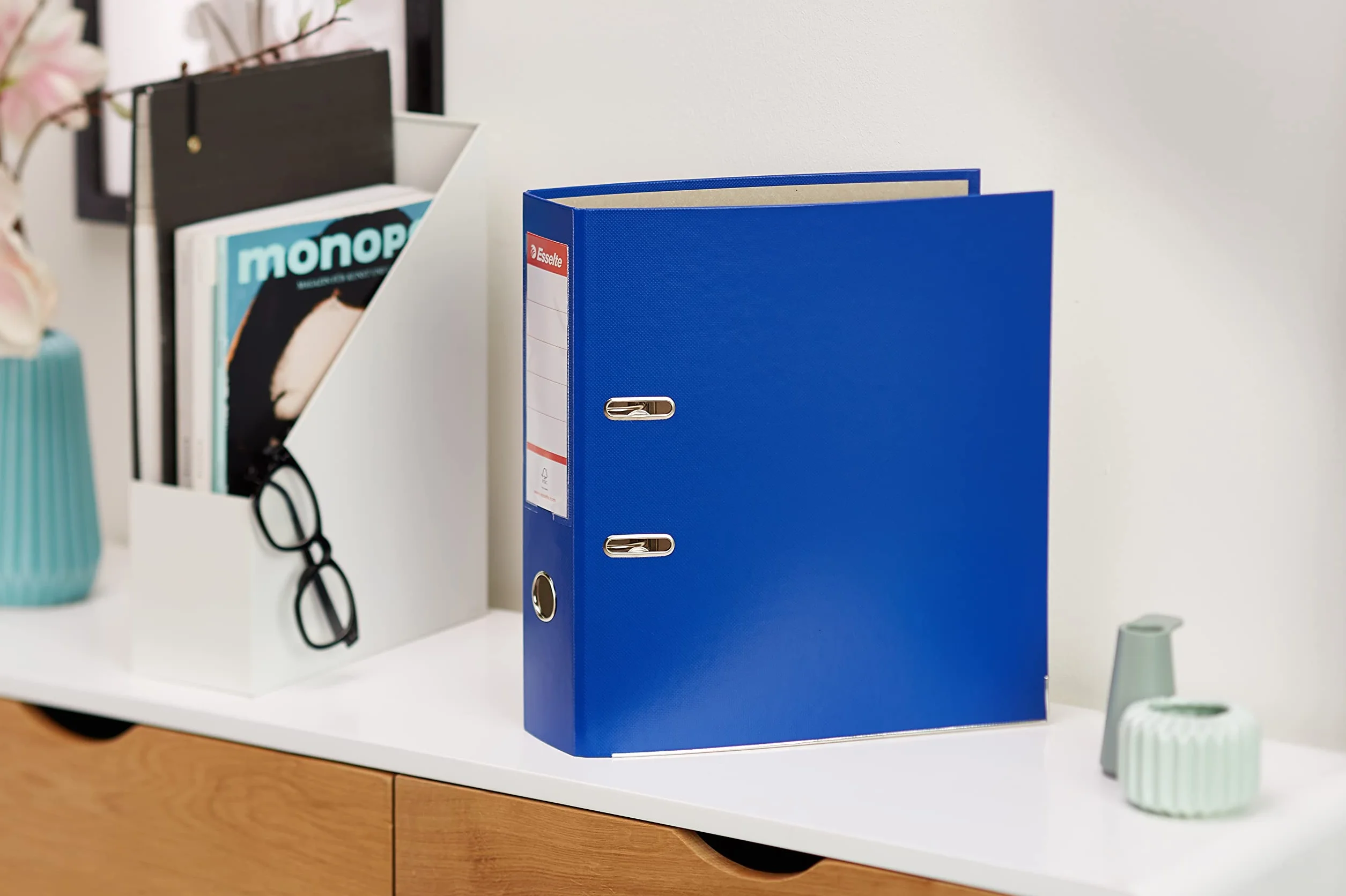 Esselte Archivador de Palanca con Anillas Essentials A4 500 Hojas 75 mm 3 Unidades Azul