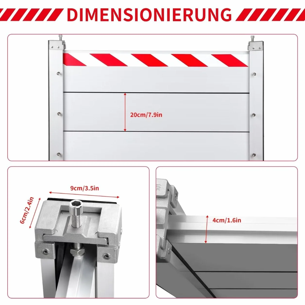 Barrera Contra Inundaciones para Puertas 188x40cm, AleacióN de Aluminio Barreras Contra Inundaciones para Puertas de Casas, Barrera MóVil de ProteccióN Contra Inundaciones En Puertas