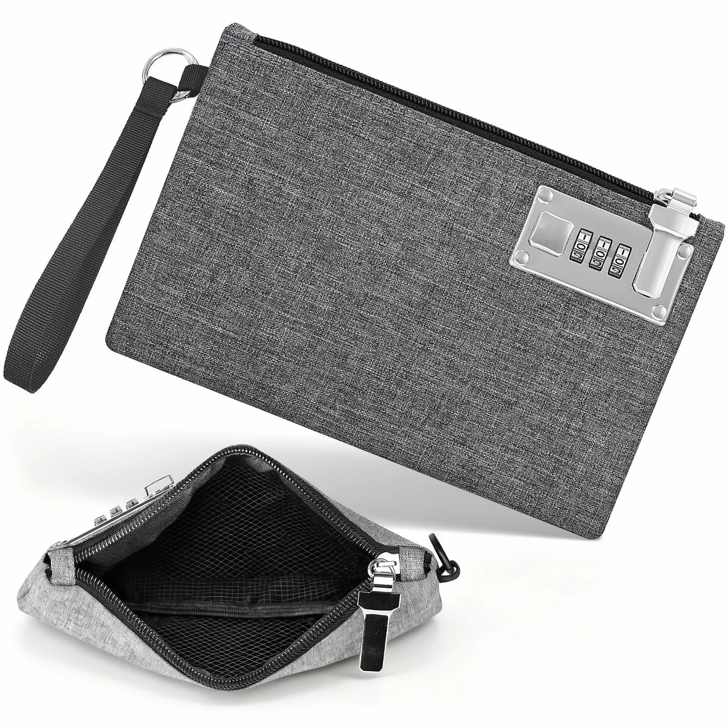 Caja Dinero Bolsa con Cierre de Contraseña 25×17 cm Caja Fuerte Pequeña Porta Documentos Portadocumentos Coche Bolsa de Viaje Seguridad para Proteger el Guardar Dinero Pasaportes y Otros Objetos de va