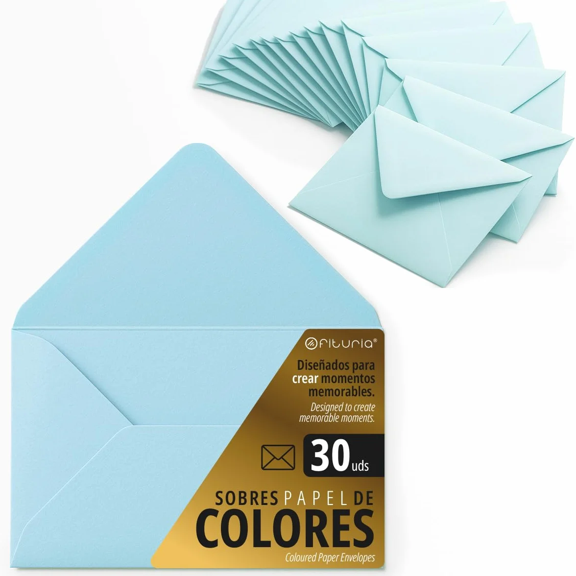 Sobres Papel Pequeños de Colores 75x120mm Azul 30uds