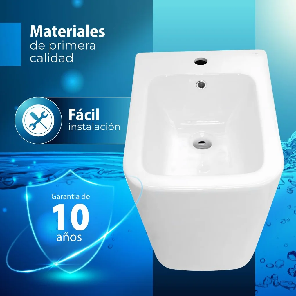 INODORO Completo con BIDET, Inodoro y Bidet Blanco, Pack Wc Inodoro, Retrete con Bidet para Hogar, Sistema Rimless Antibacterias, Tapa Dura Extrafina Amortiguada, Salida Dual
