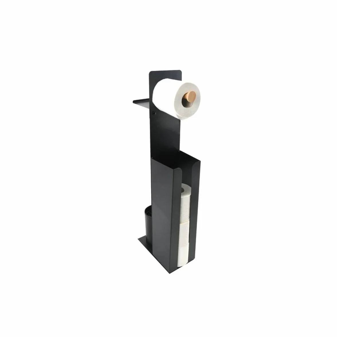 Combinado WC con Soporte para Smartphone Acero y Bambú Yoni Negro Mate Spirella