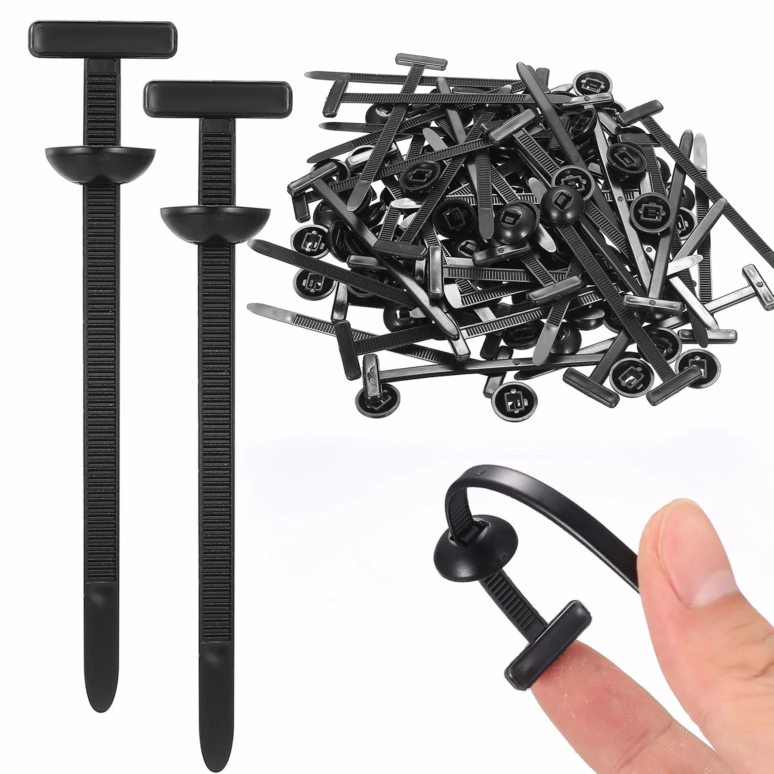 100 PcsBridas Plastico, Hebillas Universales de Nailon para Bridas de Cables, Nylon Universal Cable Tie Buckle, Soporte de Nailon Autoblocante Resistente, Bridas para Coche Reparación