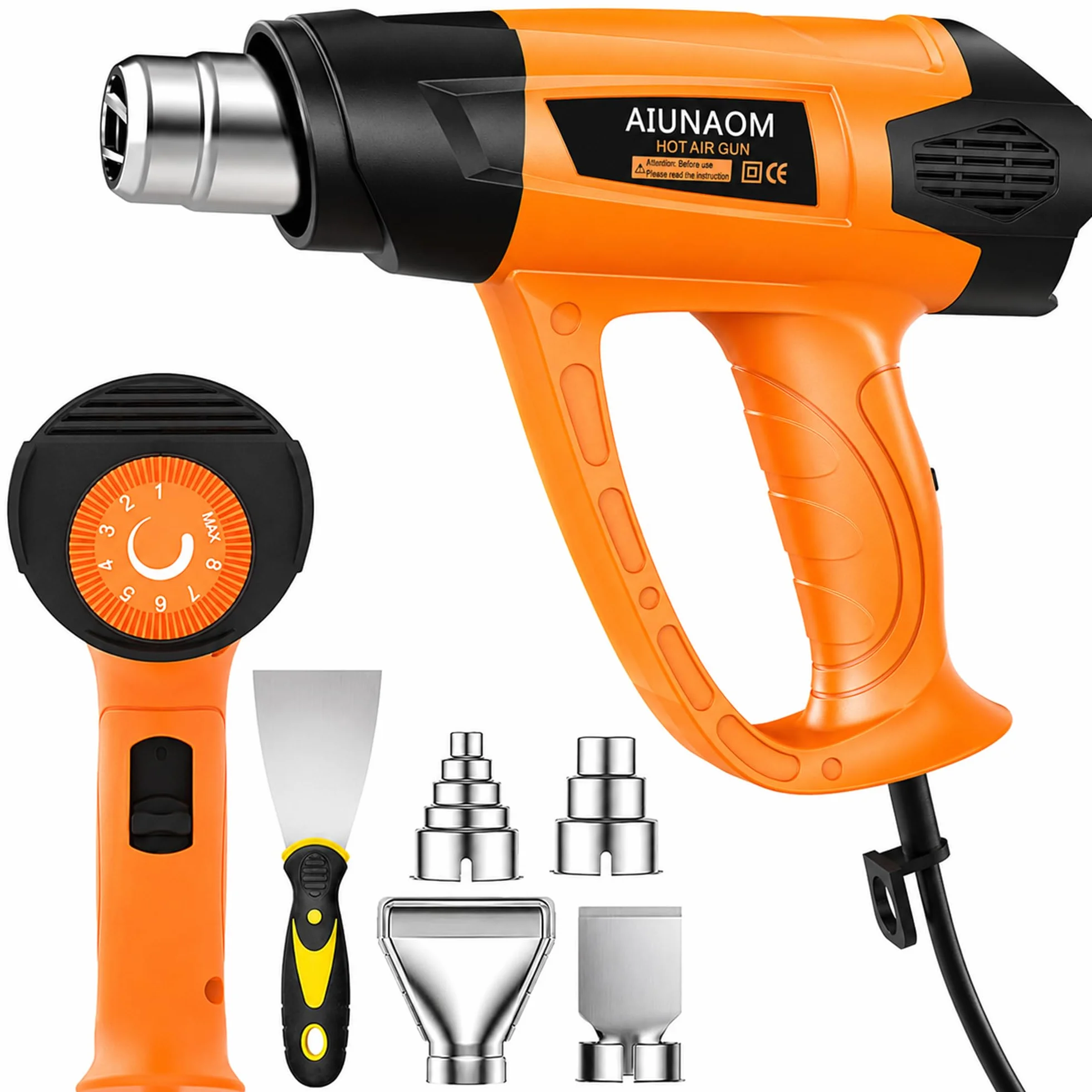 Pistola de Aire Caliente AIUNAOM 2000W Pistola de Calor Professional 9 niveles de temperatura ajustables 50℃-650℃ Decapadora Protección Contra Sobrecarga para Soldar,Quitar Pintura y Calentar