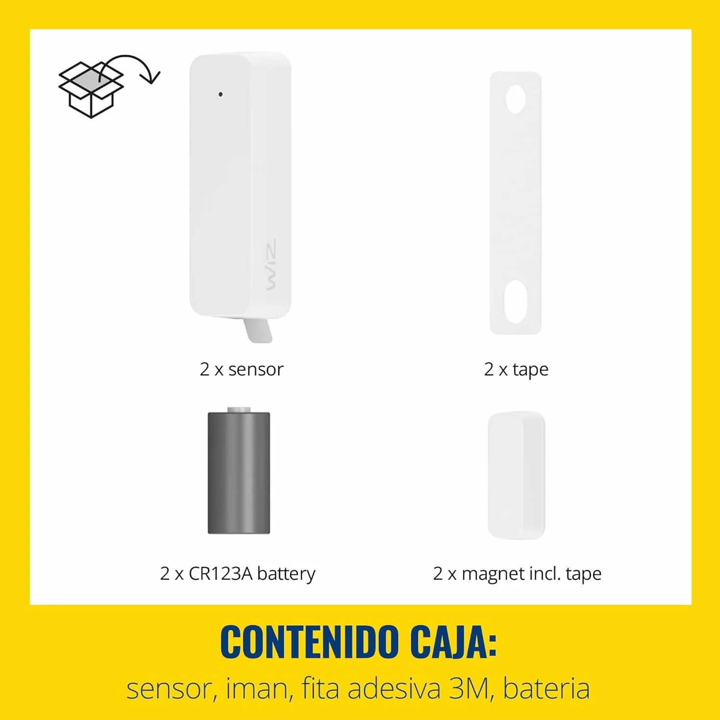 WiZ Sensor de Contacto - Vigilancia del hogar, alertas en Tiempo Real, alarmas Luminosas, fácil instalación, Control de Aplicaciones, conexión con cámaras y Luces WiZ, Paquete Doble