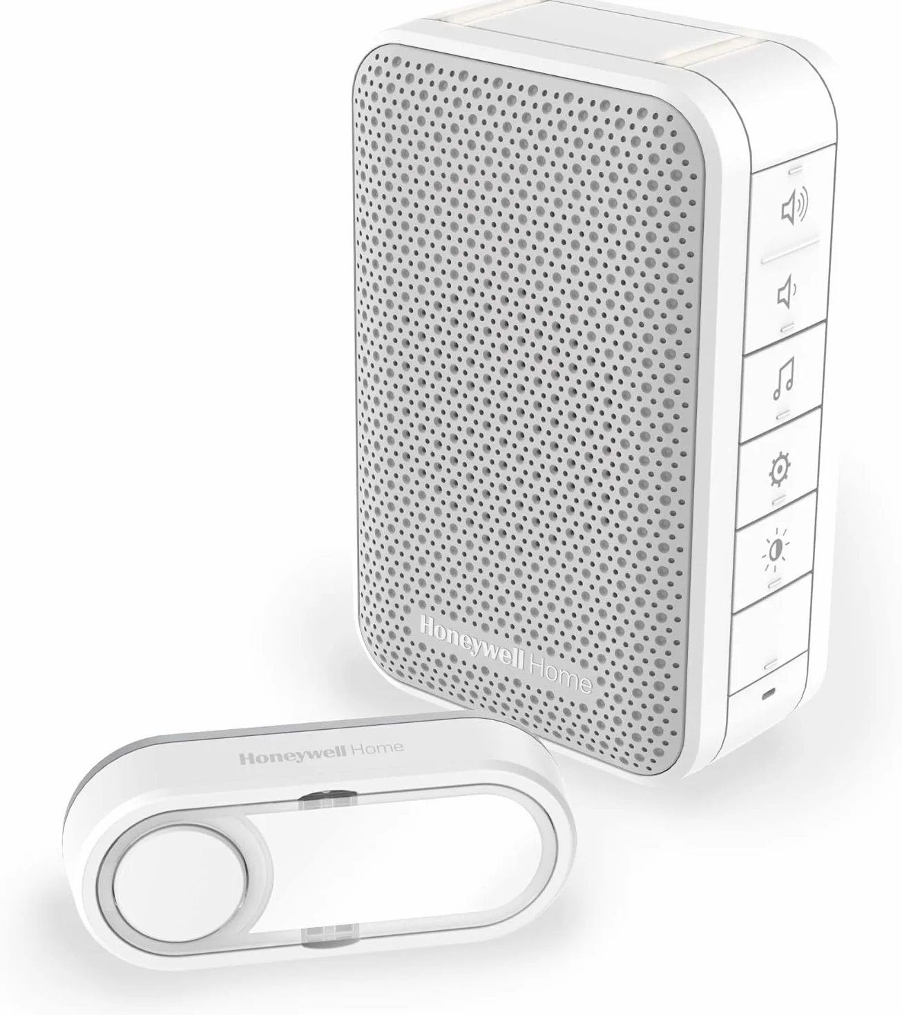 Honeywell Home DC313S Serie 3, Timbre Portátil, Inalámbrico con Led y Pulsador (Blanco)