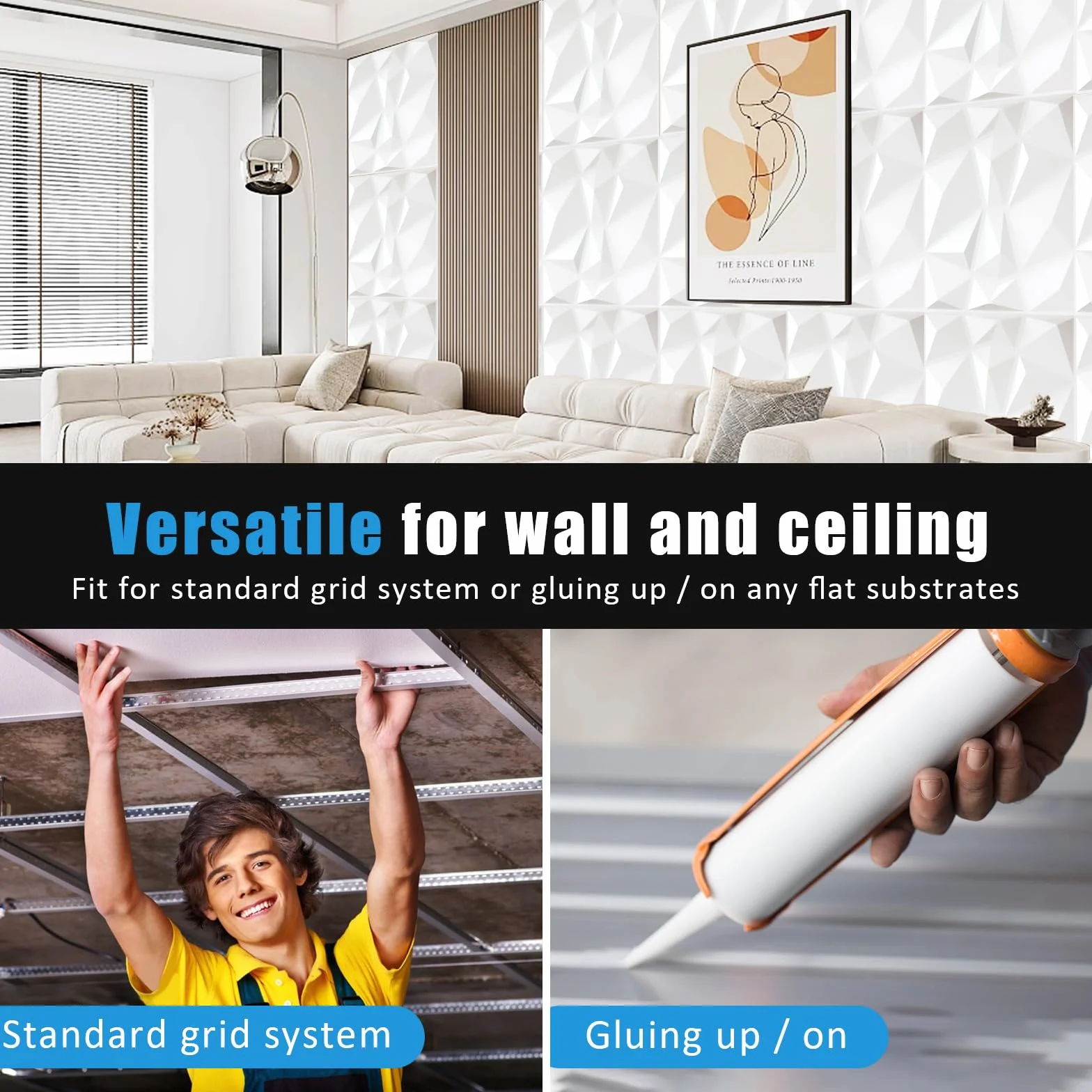 Paneles de pared 3D,30 * 30cm,PVC de alta rigidez,impermeable,resistente al calor, inodoro,blanco mate, para decoración de paredes interiores en sala de estar,dormitorio,vestíbulo