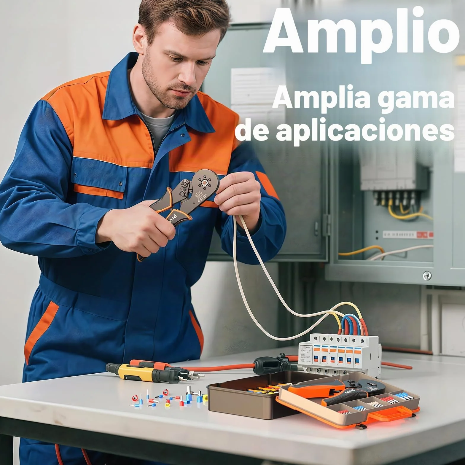 0,08-16 mm² Preciva crimpadora terminales electricos, 1275 piezas Tenazas de engaste de cabeza simple y doble Terminales de doble cable. Adecuadas para bricolaje doméstico e industrial.