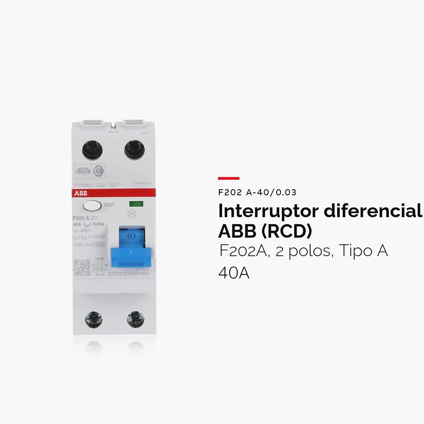 Abb F202A-40 0,03 interruptor de circuito de corriente residual 4 polos