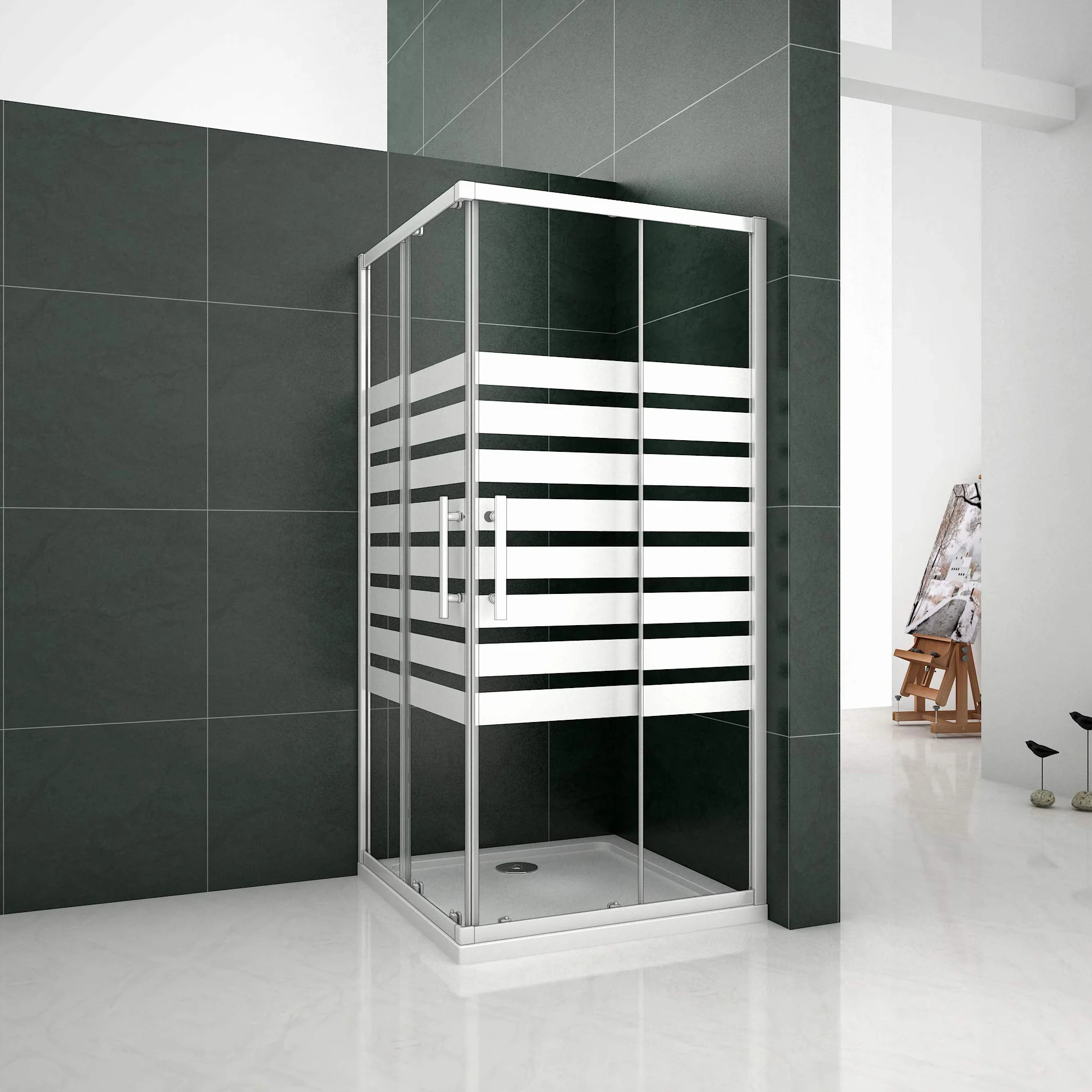 Mamparas Cabina de ducha con Puerta corredera de 8 ruedas vidrio templado 5MM 80x80x195cm