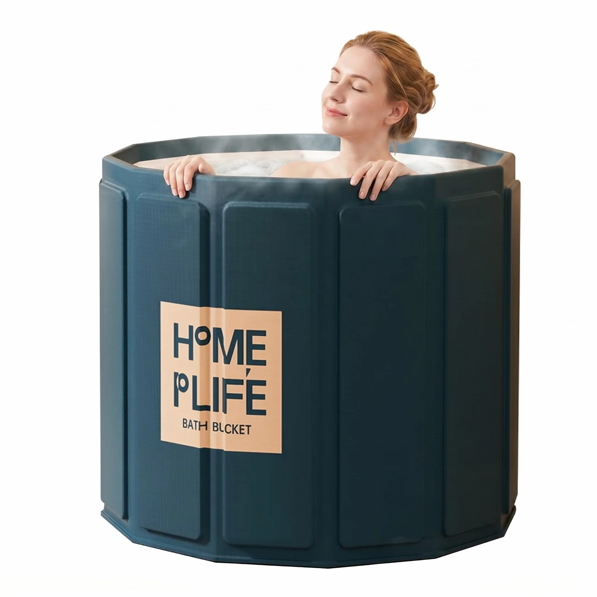 Bañera plegable portátil que ahorra espacio, bañera de pie para cabina de ducha, mantenimiento eficiente de la temperatura, ideal para baño caliente, baño de hielo (80 x 65 cm)