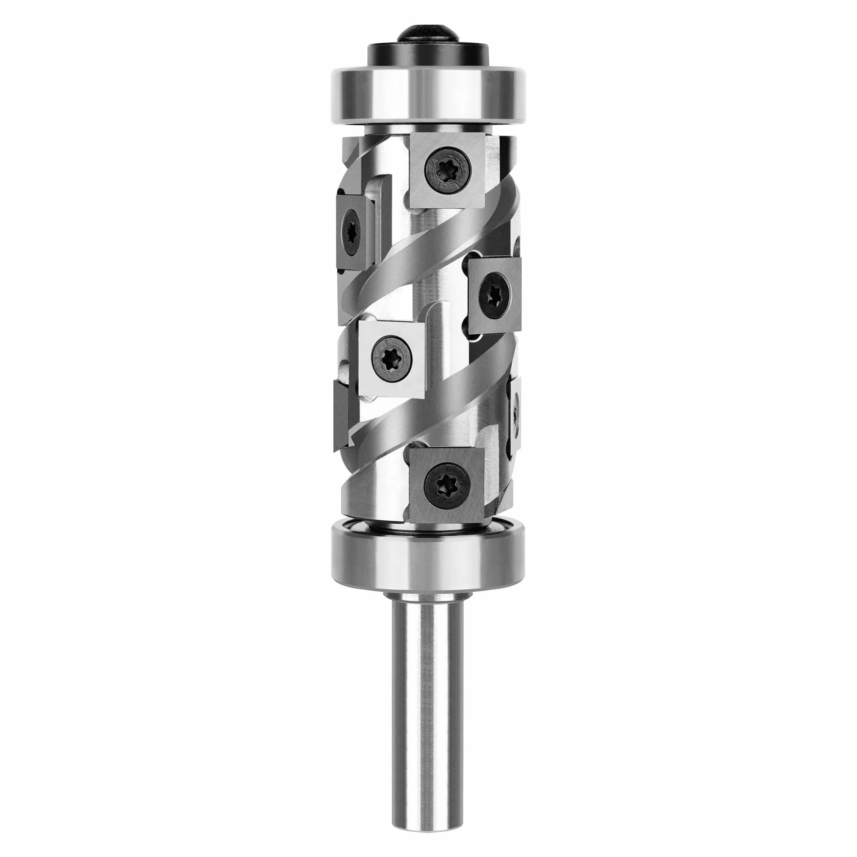 SpeTool Fresa de enrasado, vástago de 12 mm con 12 insertos de metal duro, placas reversibles VHM, fresa en espiral, fresa de copiadora para fresadora de 32 mm de diámetro de corte, fresadora de