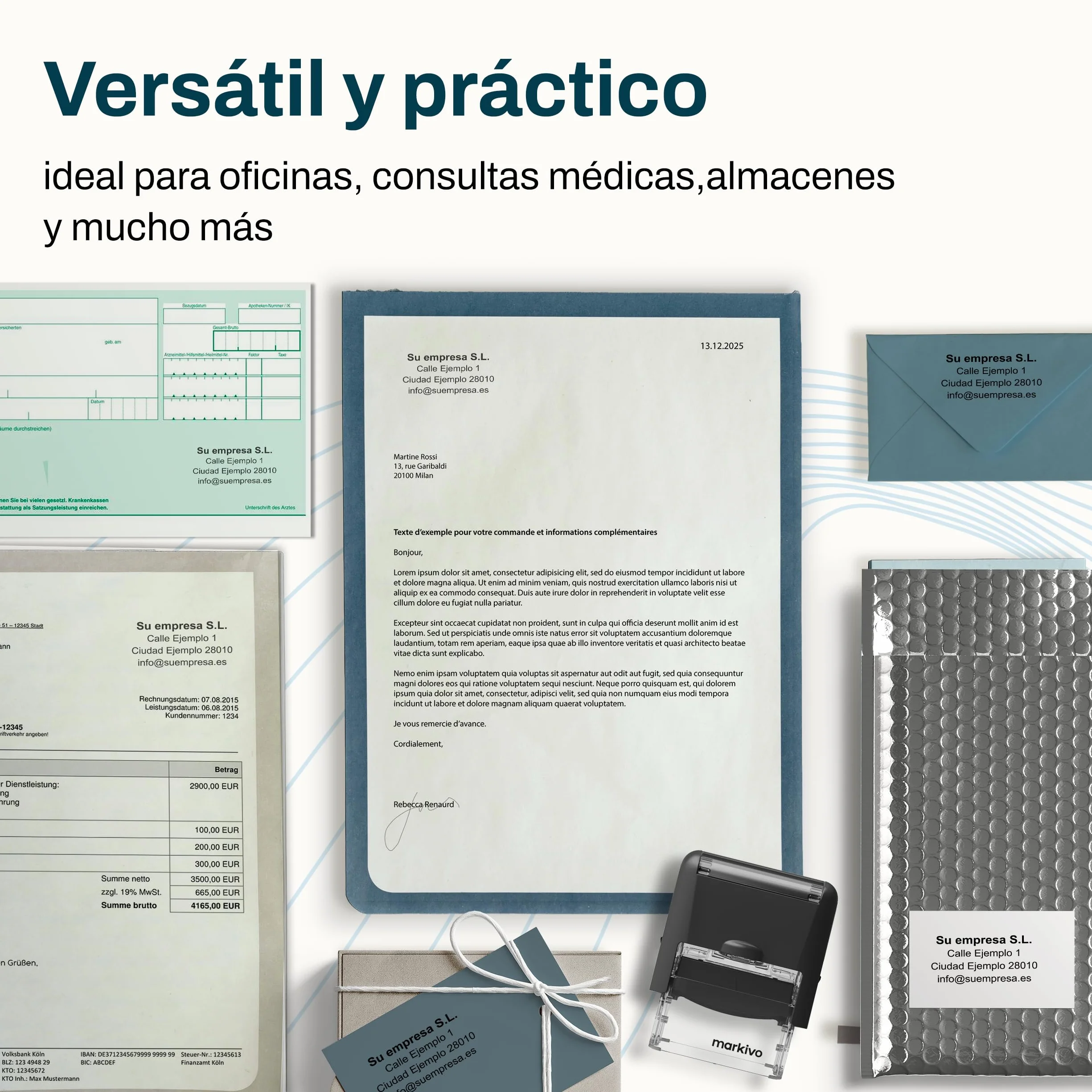 Sello Personalizado 47×18 mm para Empresas, Oficinas y Médicos – Negro (M)