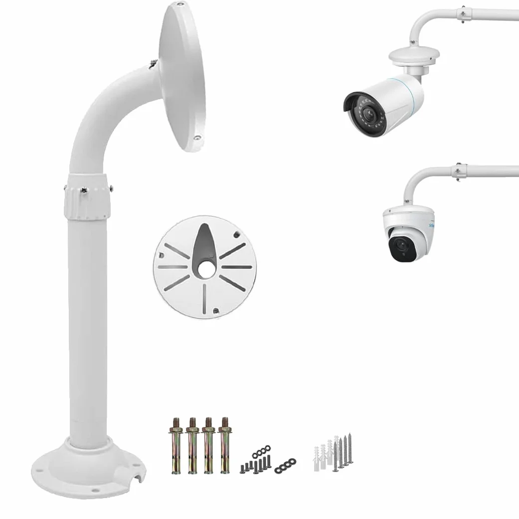 WiTi Base 6 Pulgadas Poste J Extensible Soporte Montaje para Cámaras IP Circuito Cerrado Televisión,40CM-60CM Ajustable Poste Montaje para el Sistema Cámaras Vigilancia Seguridad,Metal Sólido
